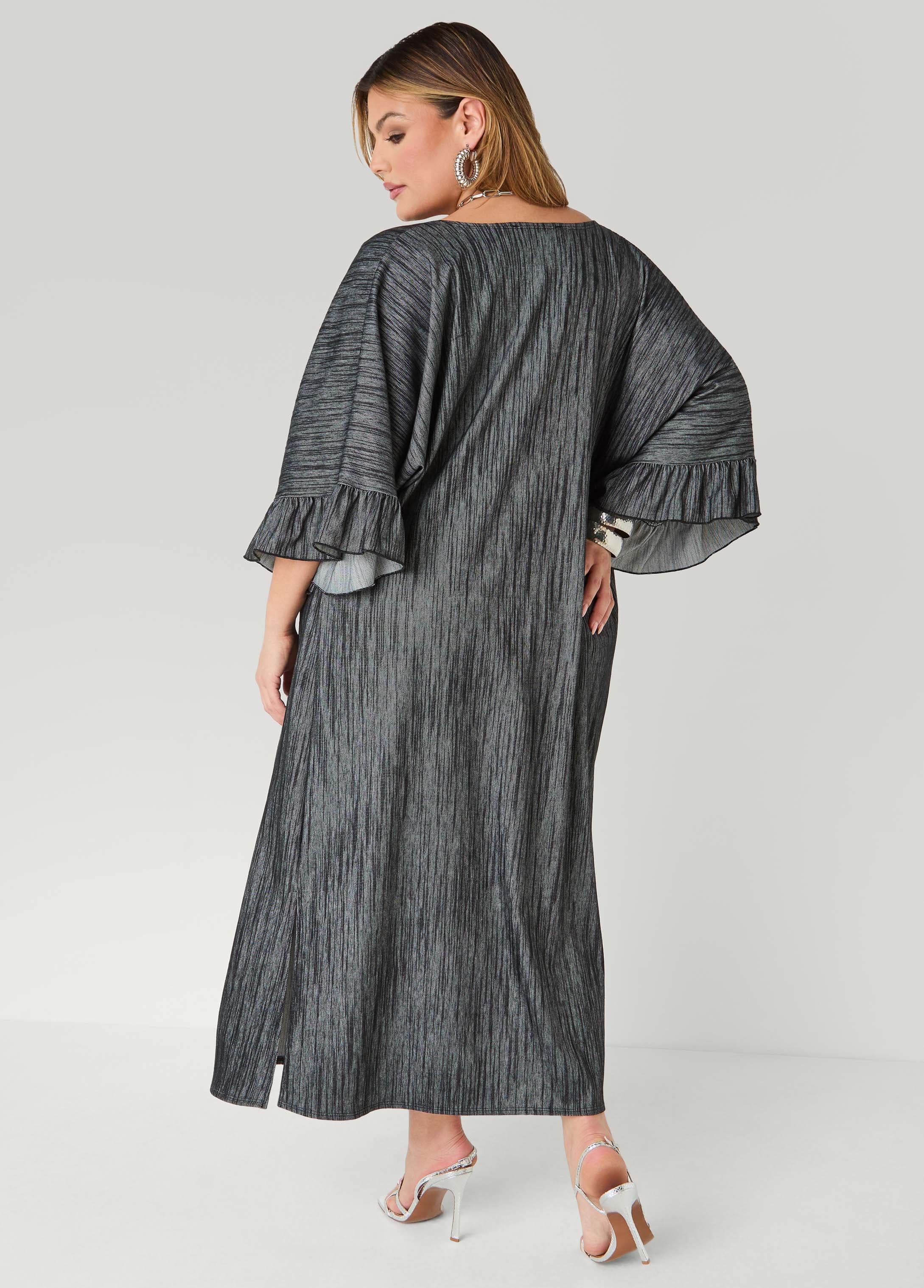 Ruffled Textured Denim Duster - Image 2