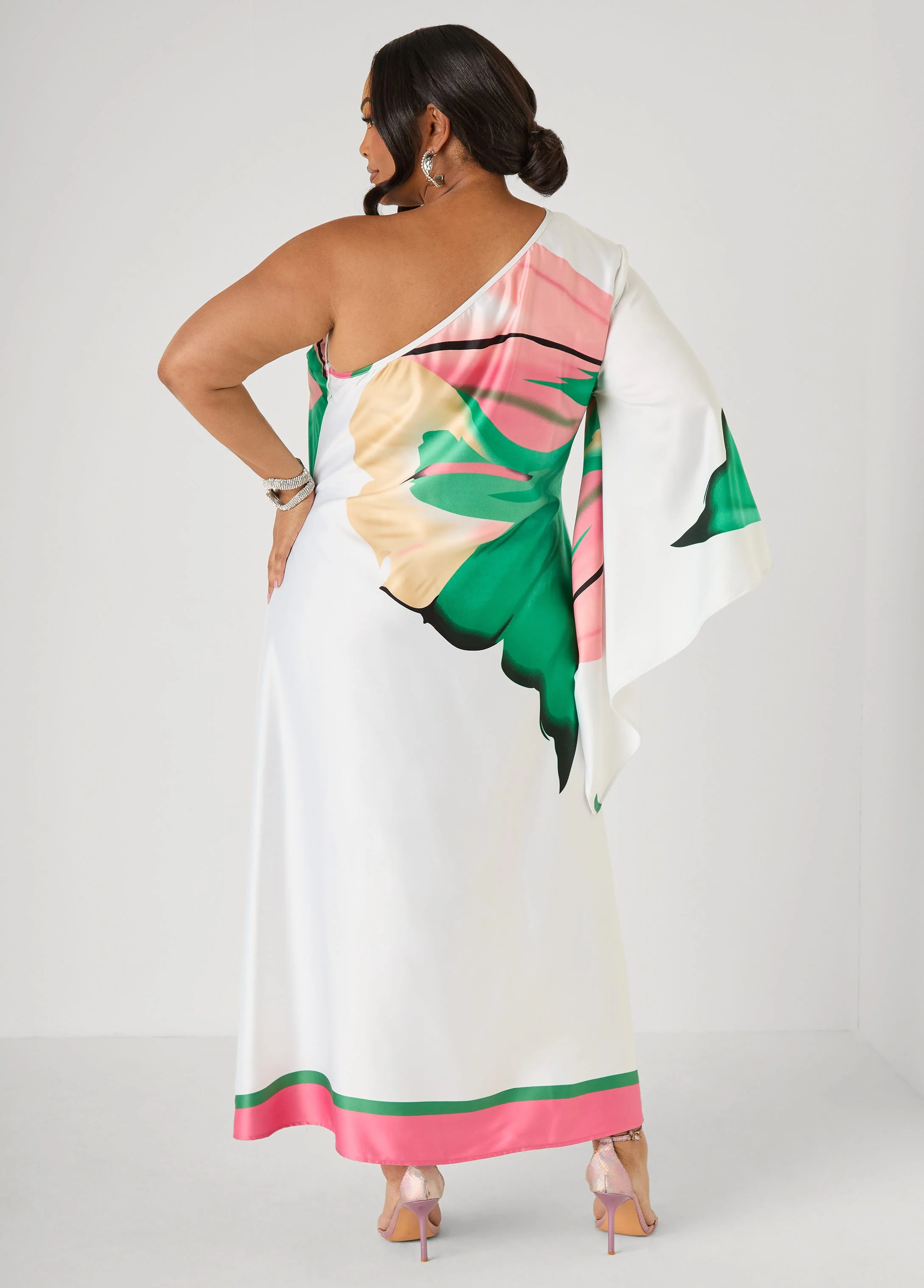 One Shoulder Floral Maxi Dress - Image 2