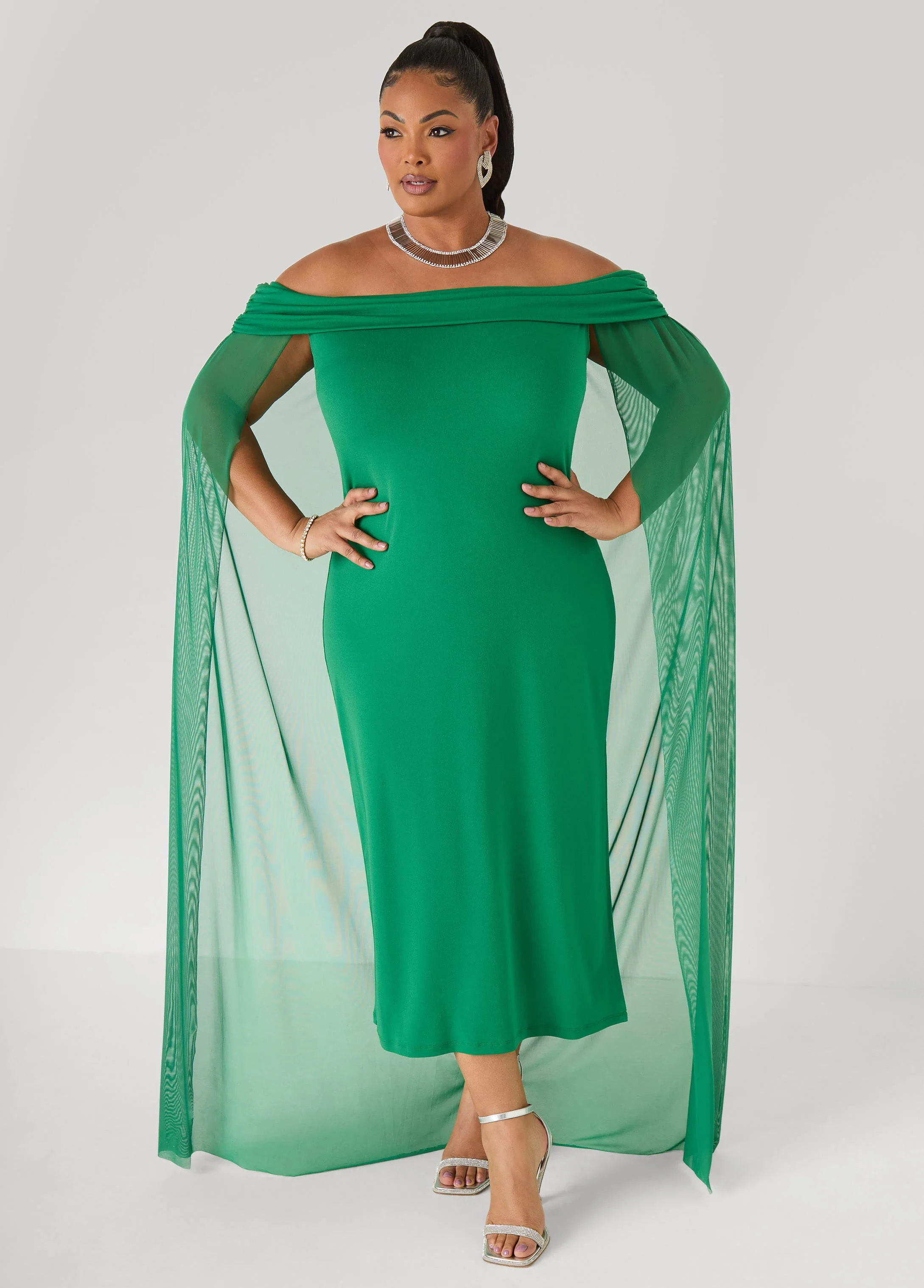 Off The Shoulder Cape Dress - Image 5