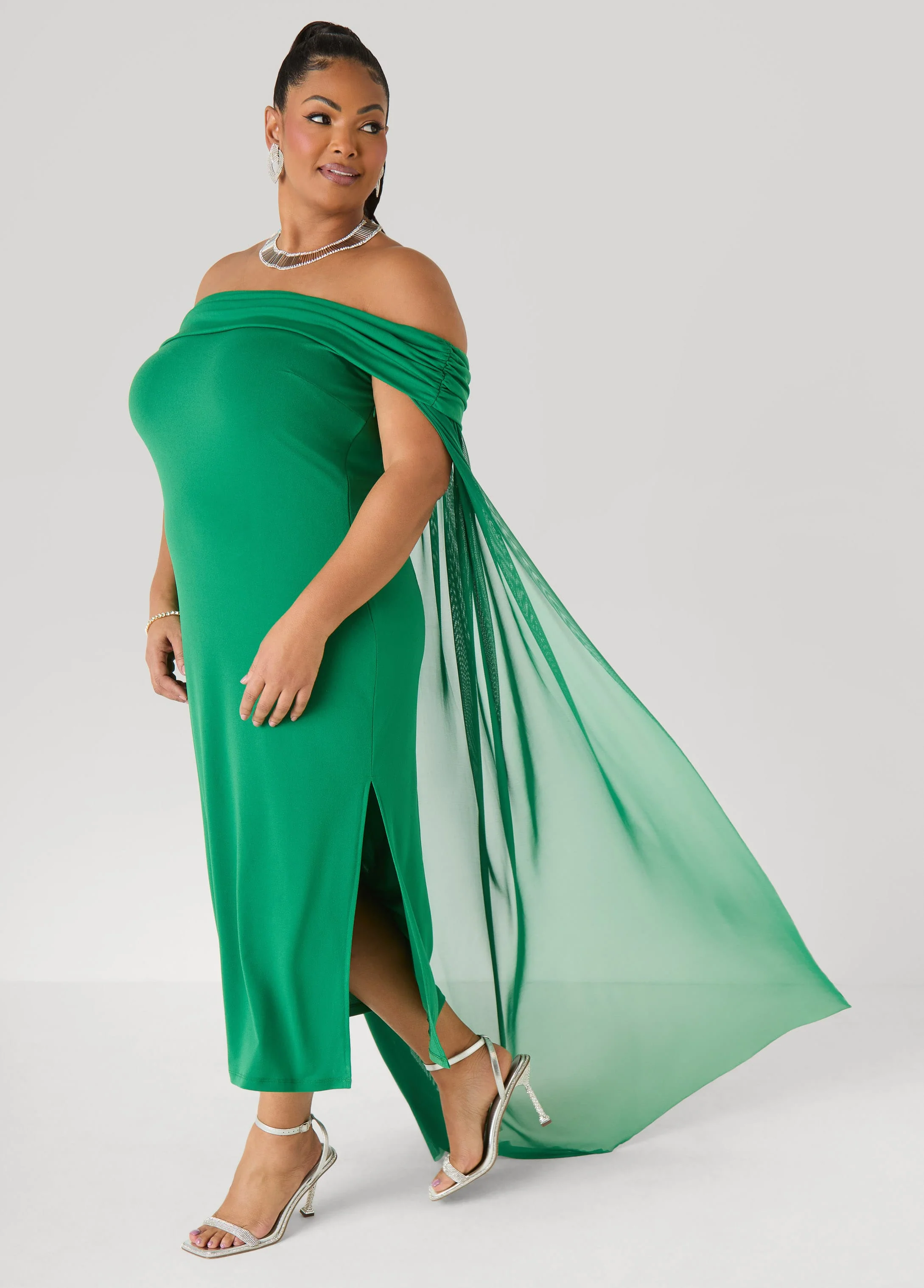 Off The Shoulder Cape Dress - Image 7