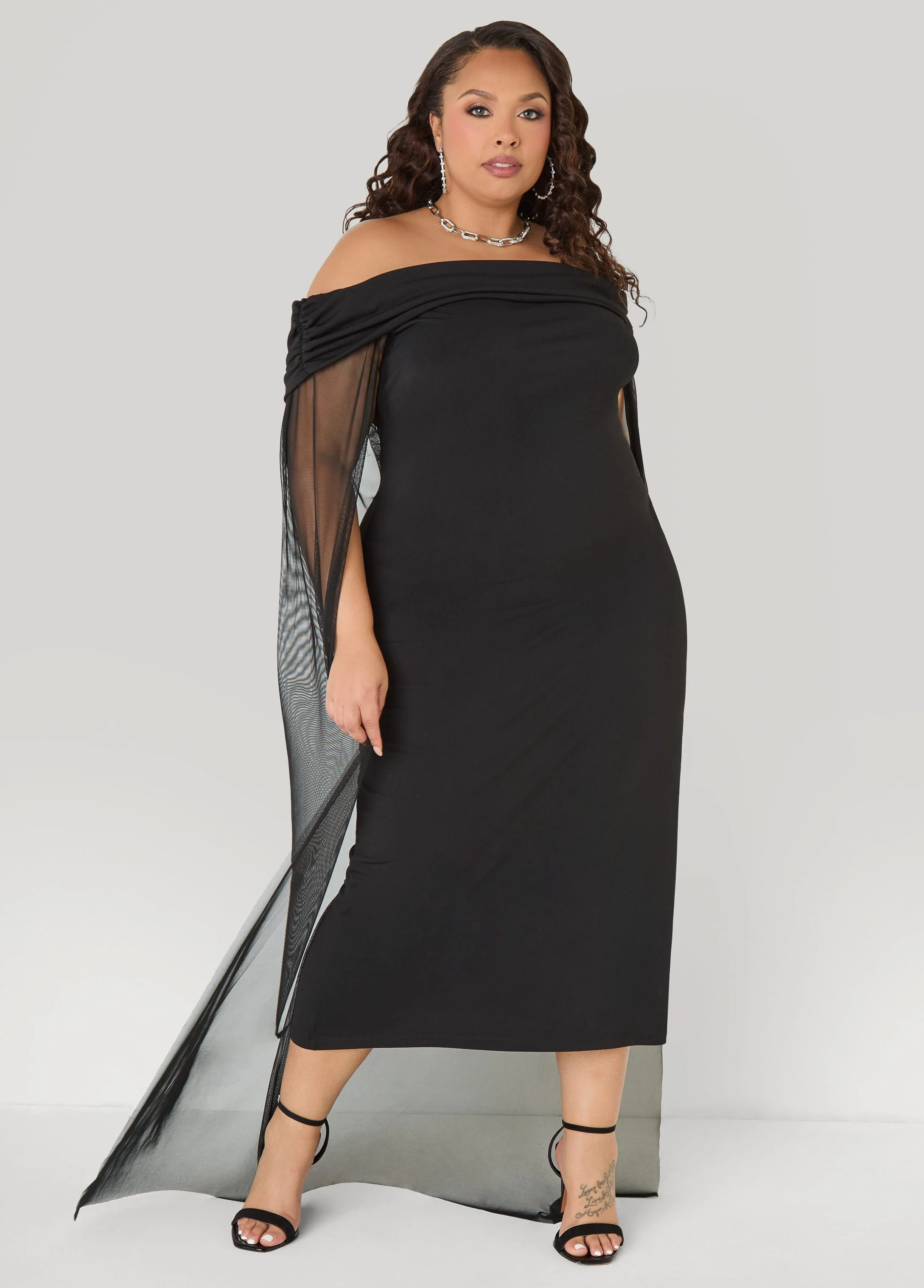Off The Shoulder Cape Dress - Image 9