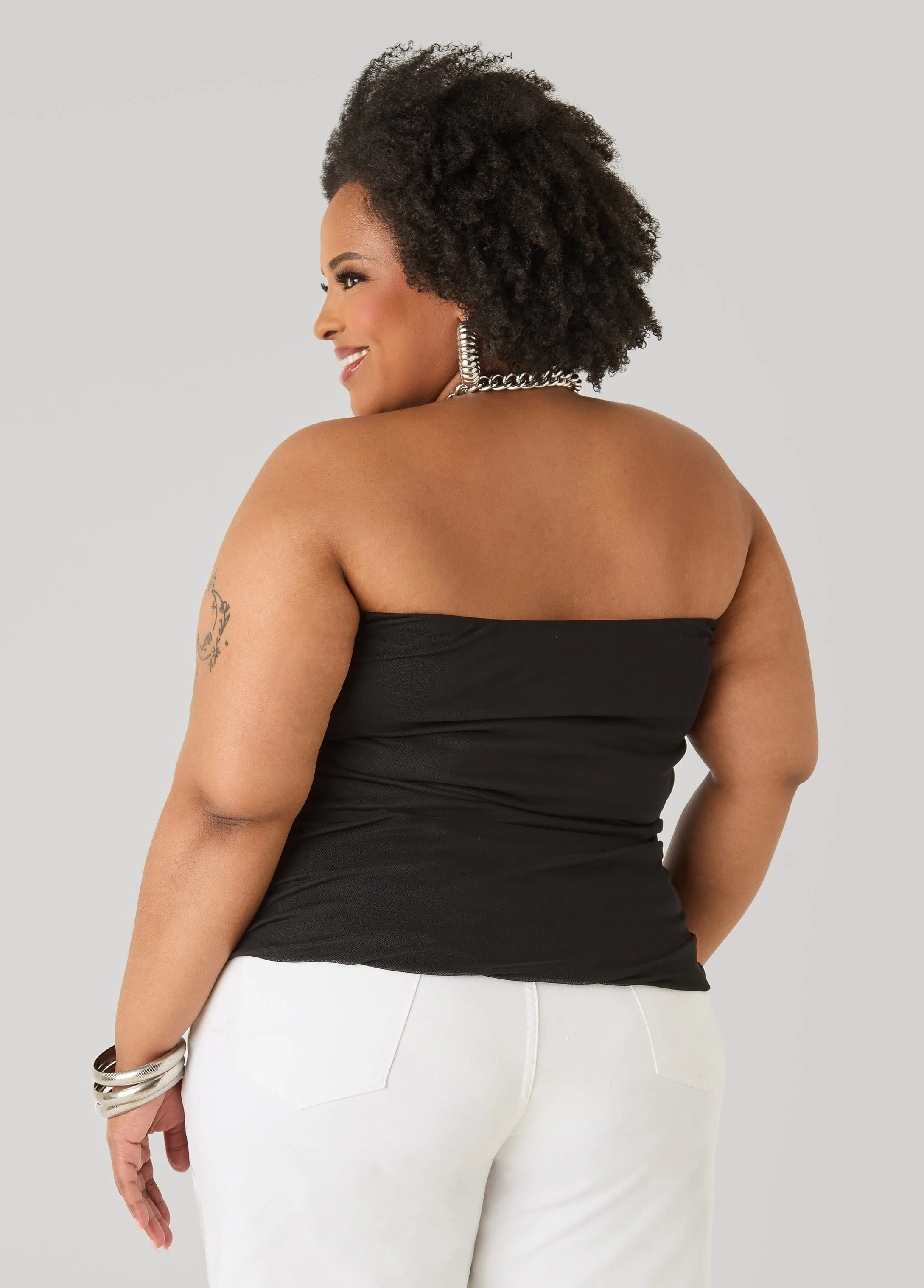 Ruched Mesh Tube Top - Image 2