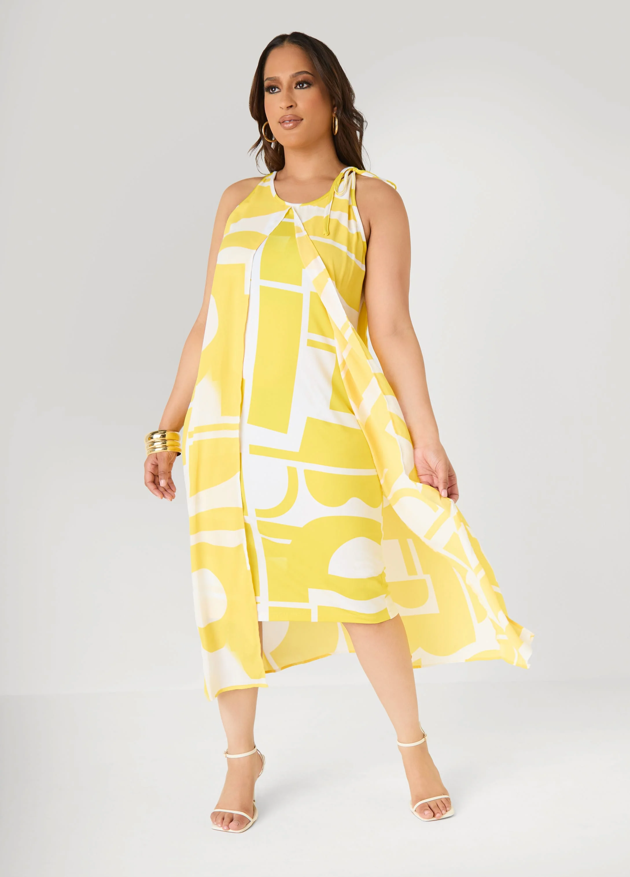 Cape Effect Abstract Midaxi Dress - Image 3
