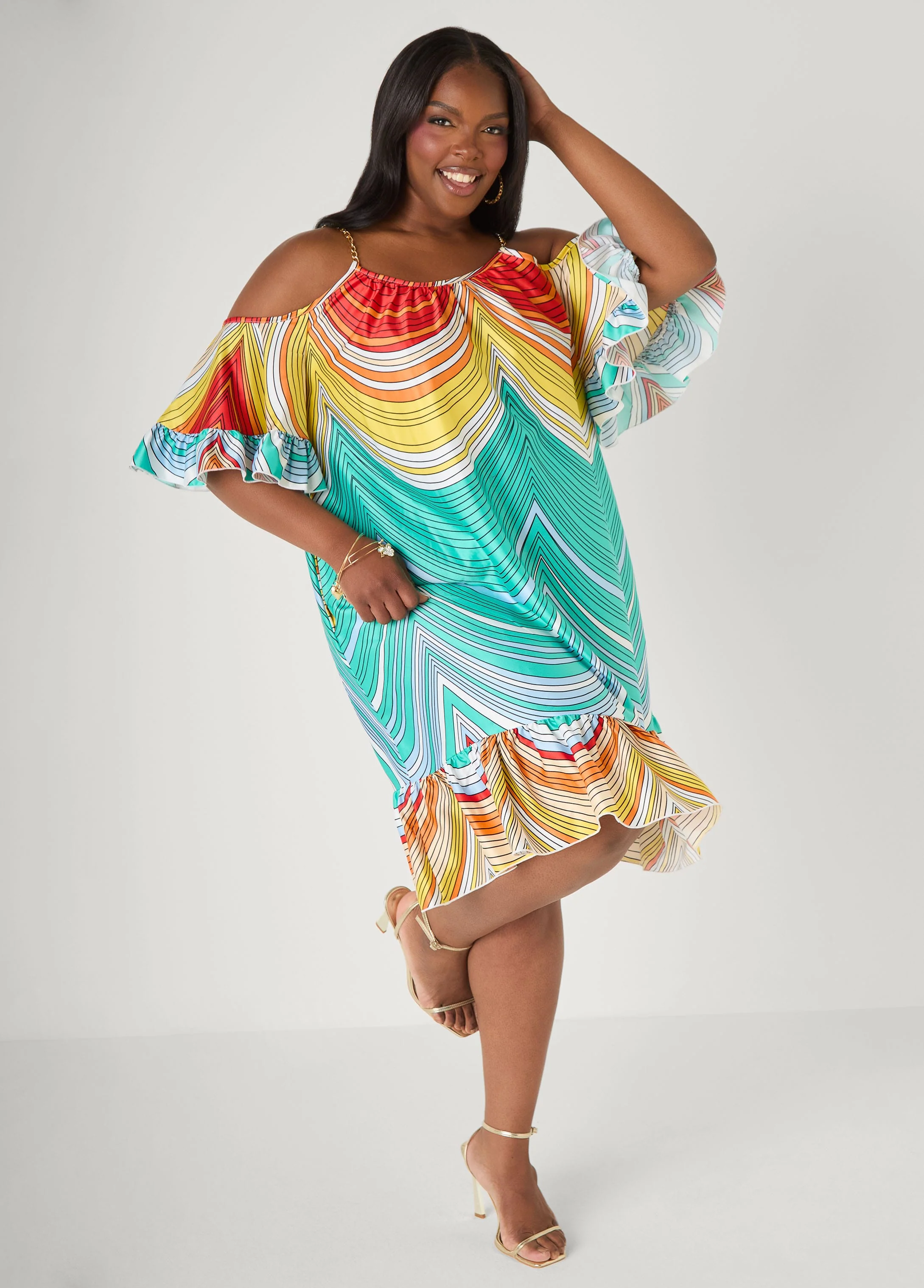 Cold Shoulder Striped Dress - Image 4