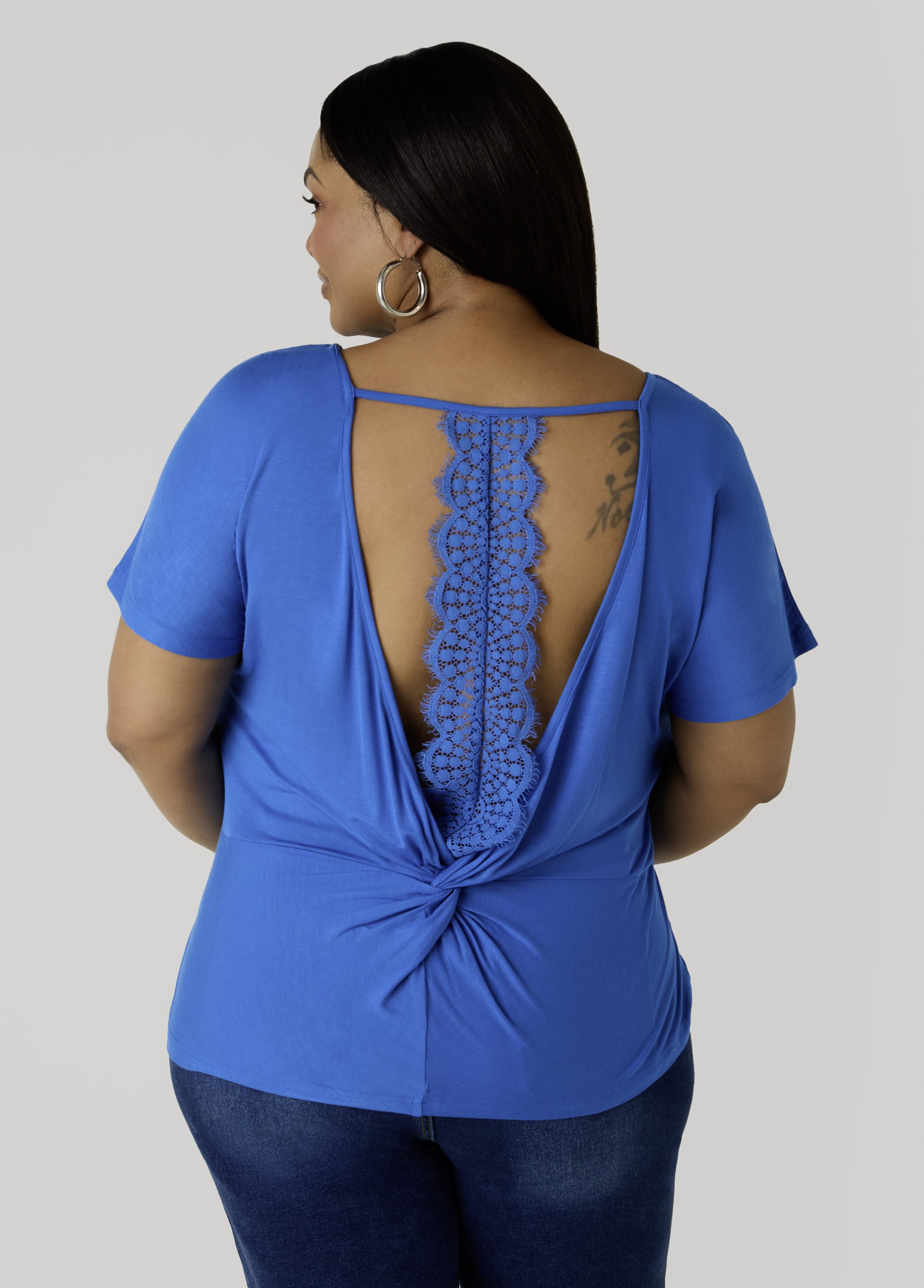 Lace Paneled Open Back Top