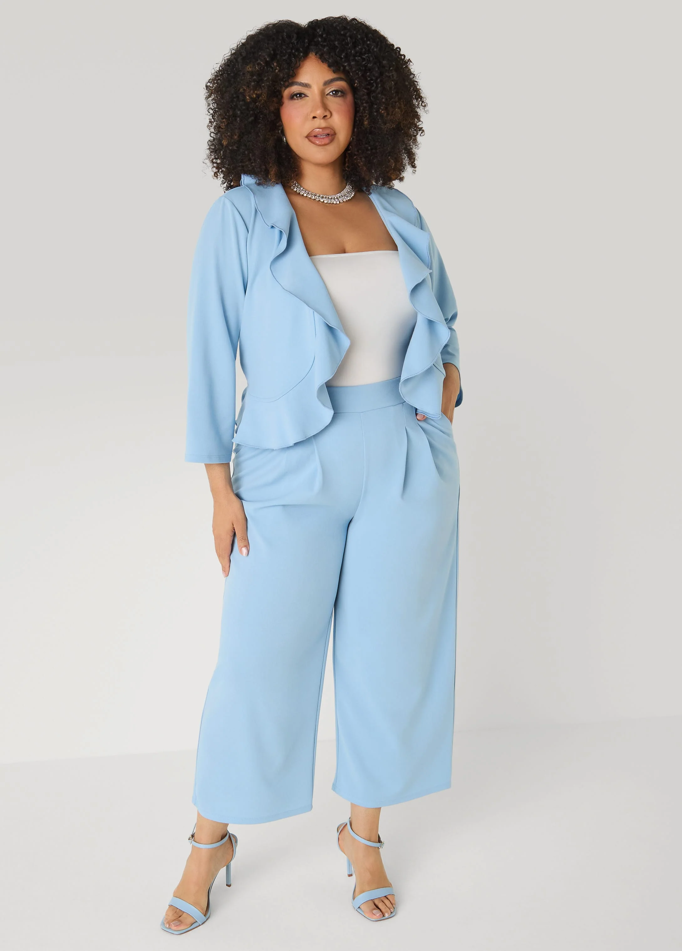 Pleat Detailed Wide Leg Capris - Image 5