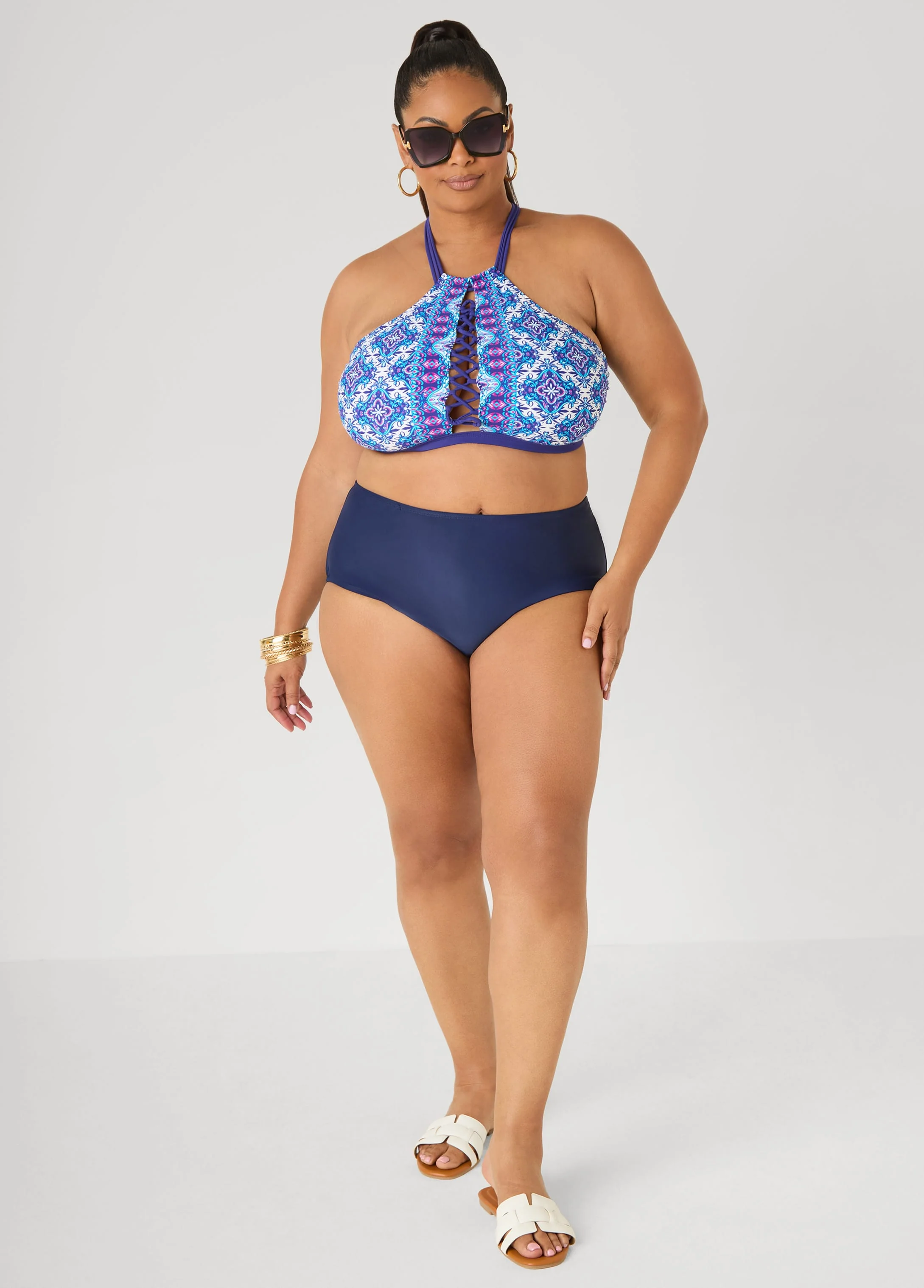 Printed Halter Bikini Top