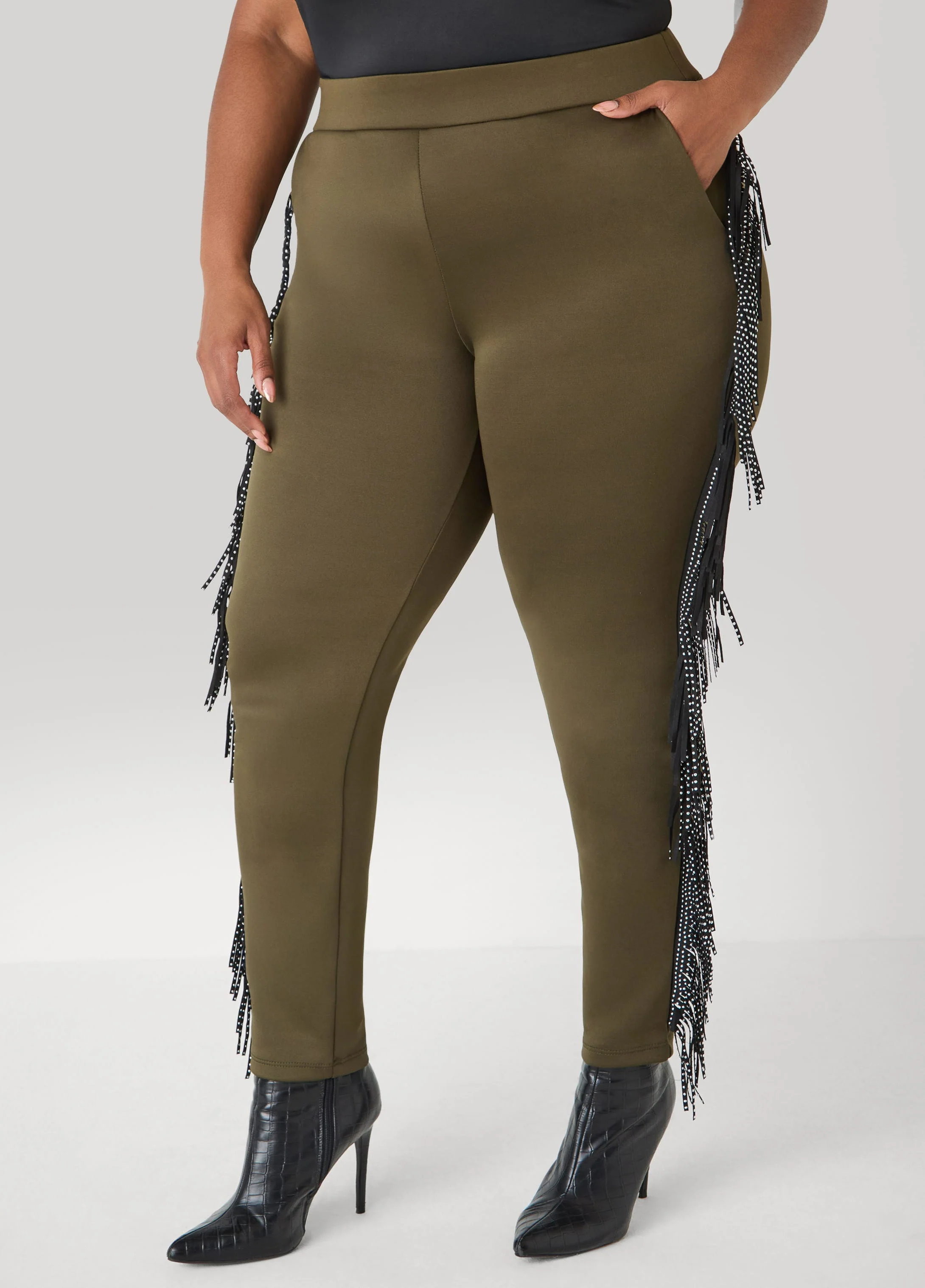Studded Fringed Track Pants - Image 4