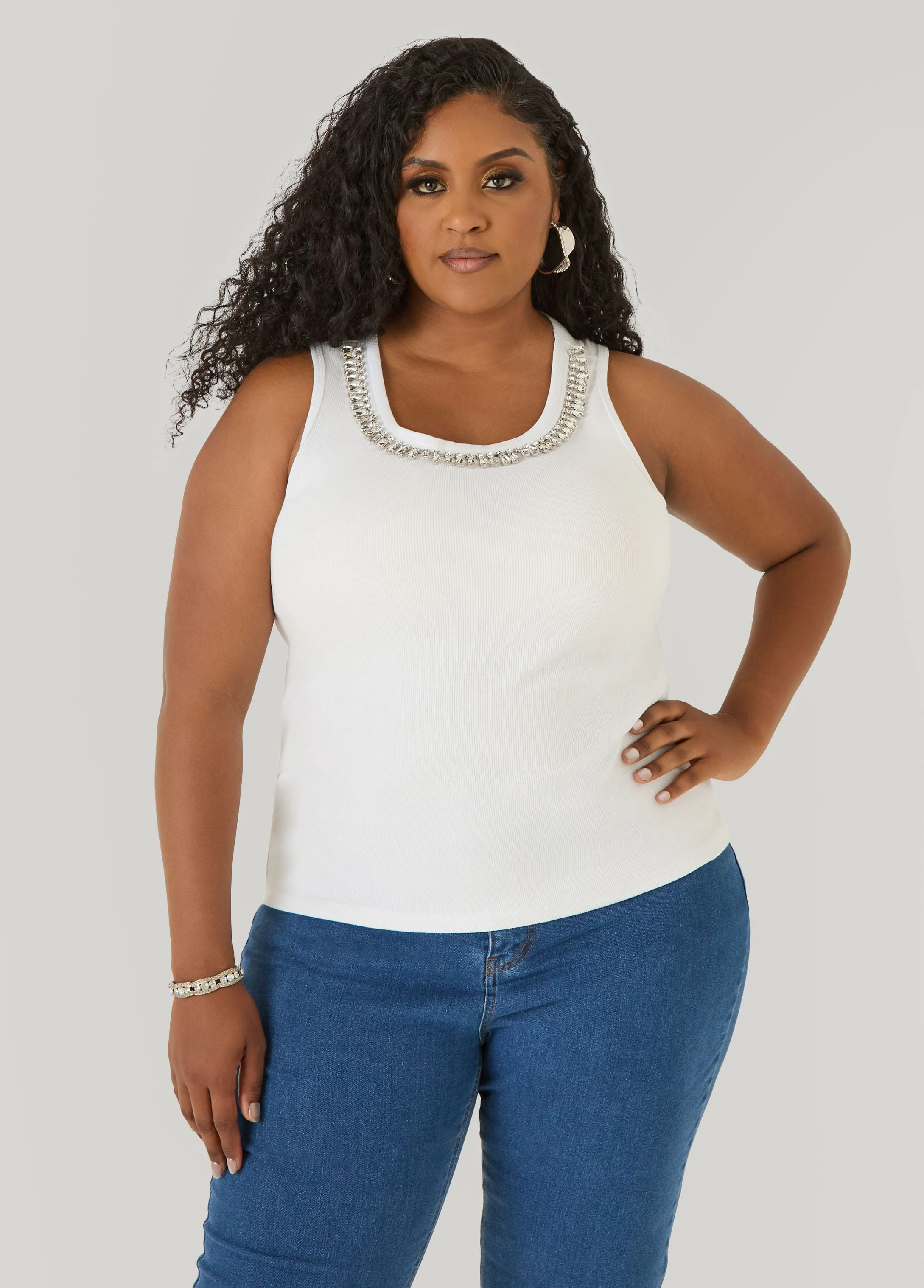 Crystal Ribbed Tank Top