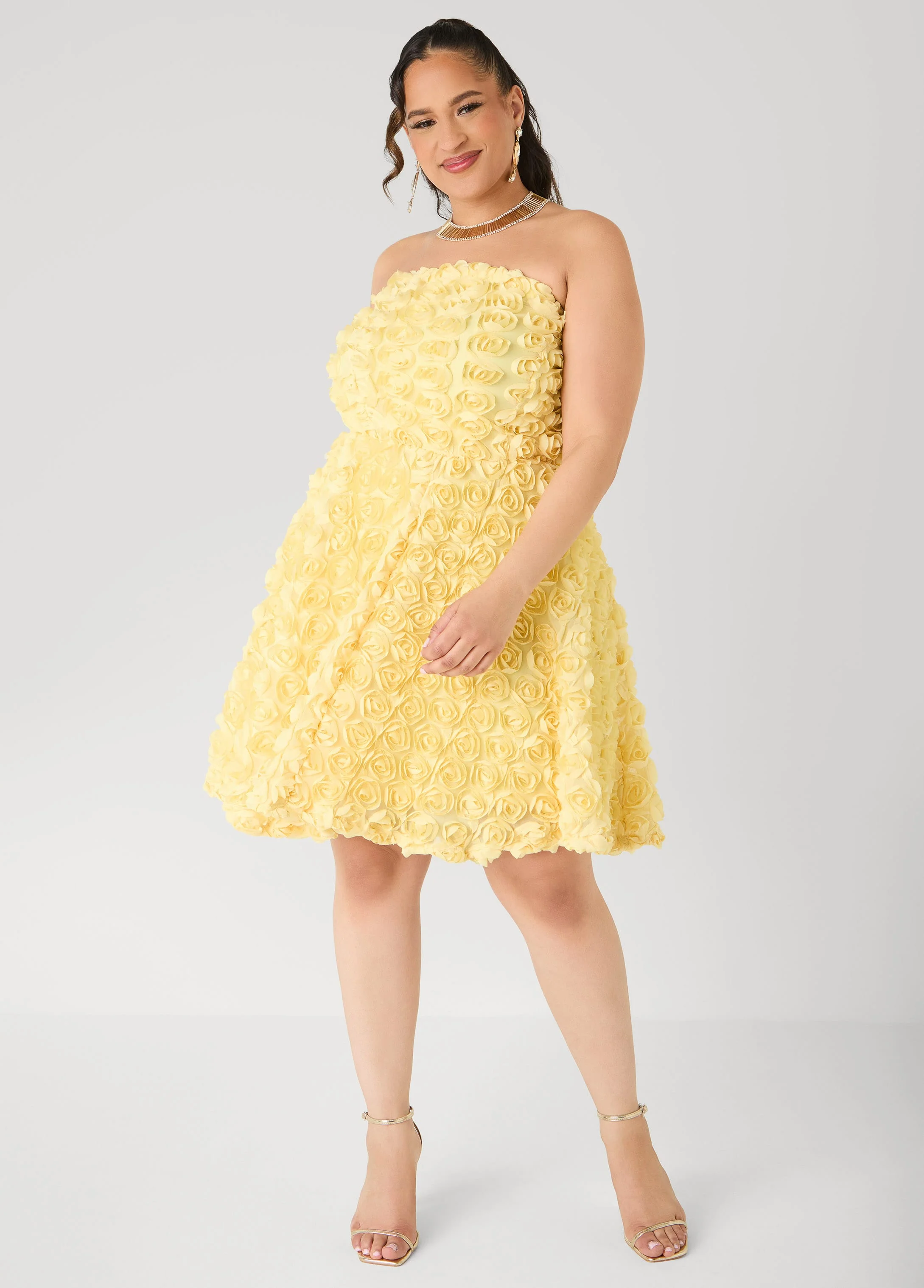 Strapless Rosette A Line Dress - Image 8