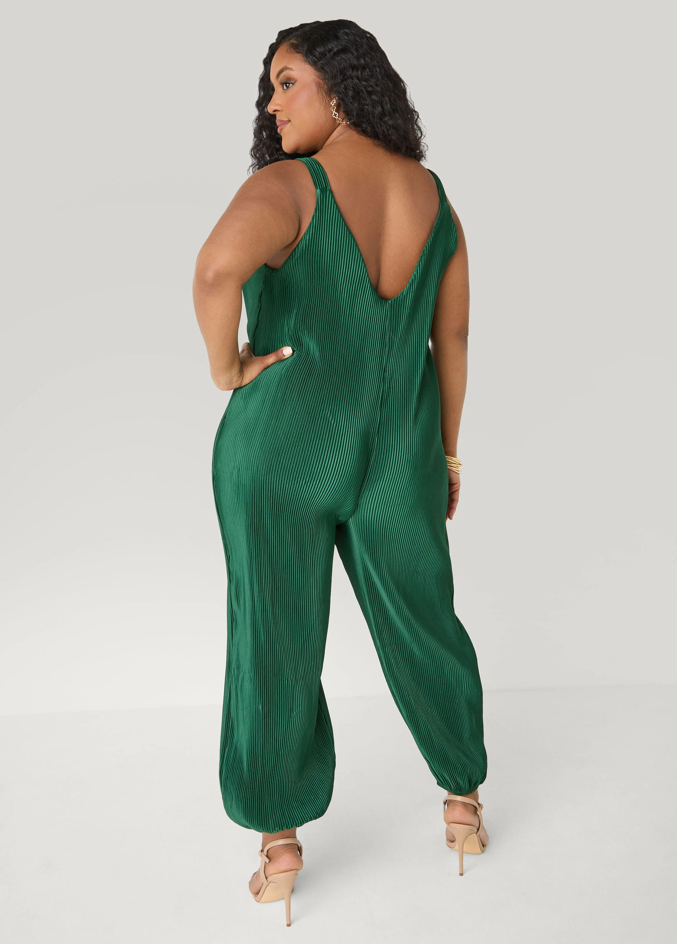 Plisse Satin Balloon Leg Jumpsuit - Image 6