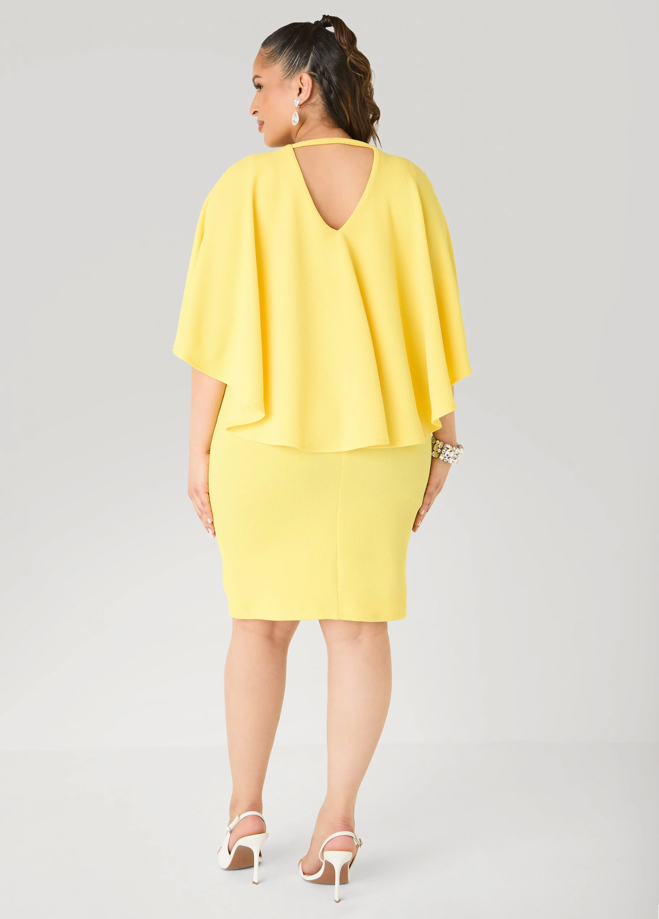 Textured Cape Sheath Dress - Image 14