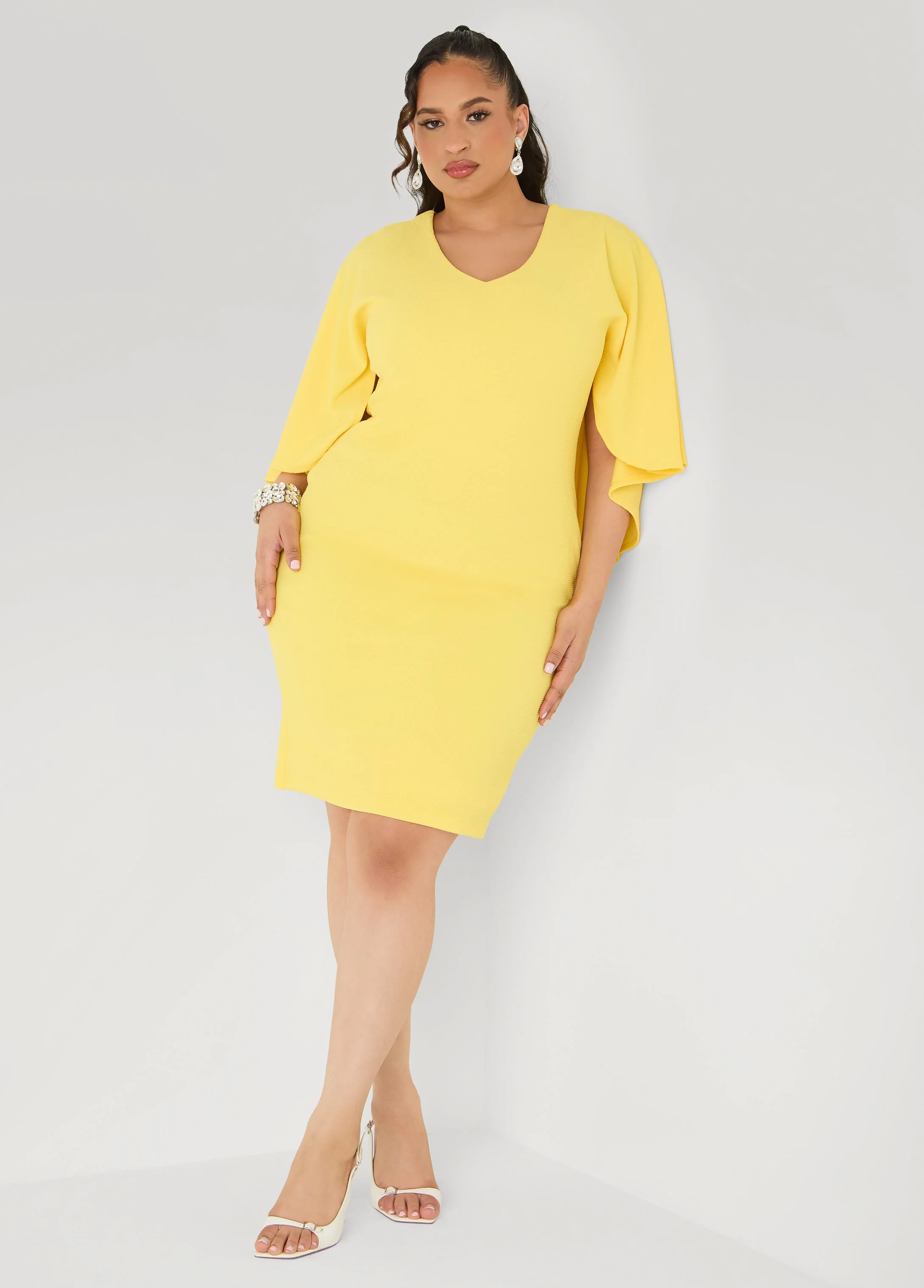 Textured Cape Sheath Dress - Image 15