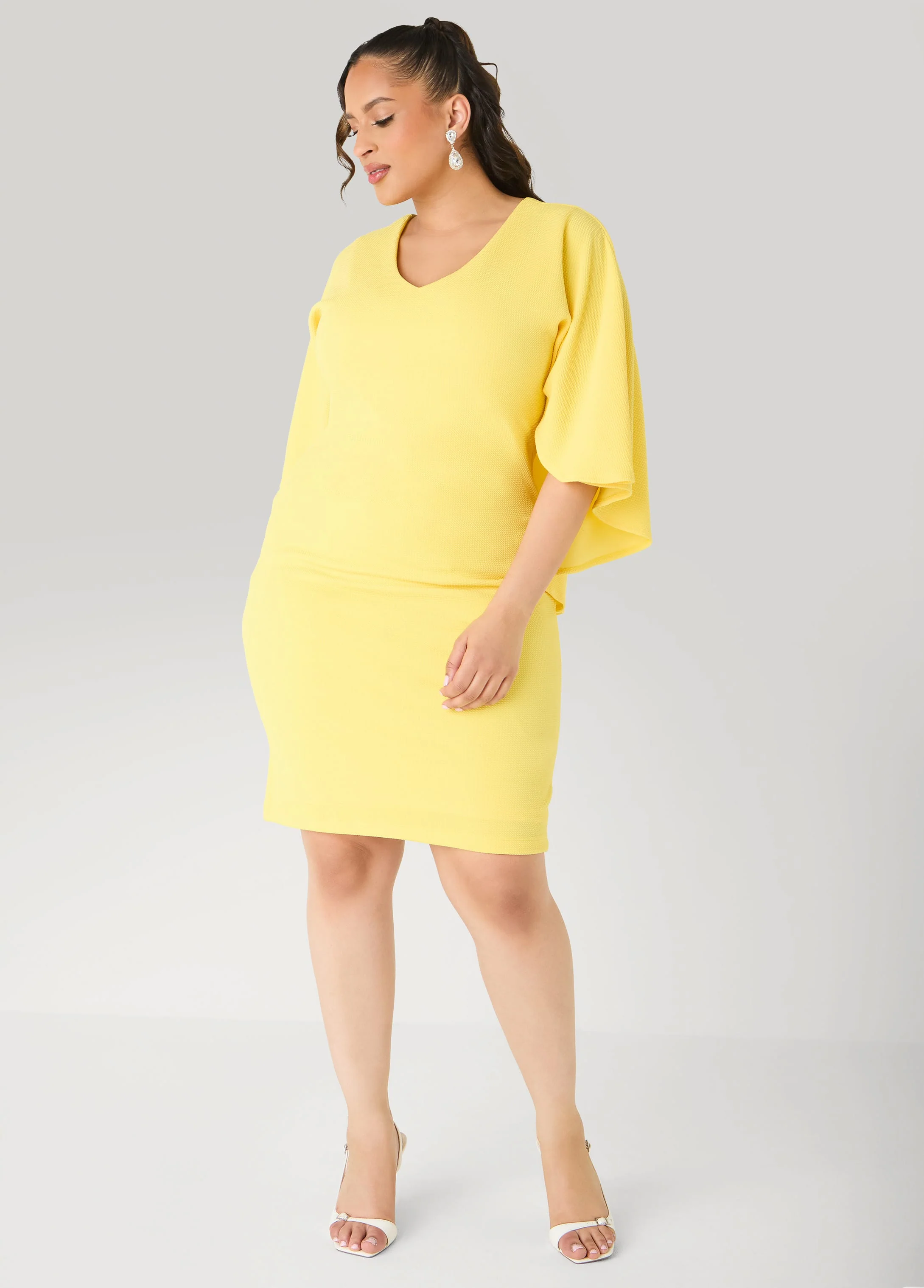 Textured Cape Sheath Dress - Image 16