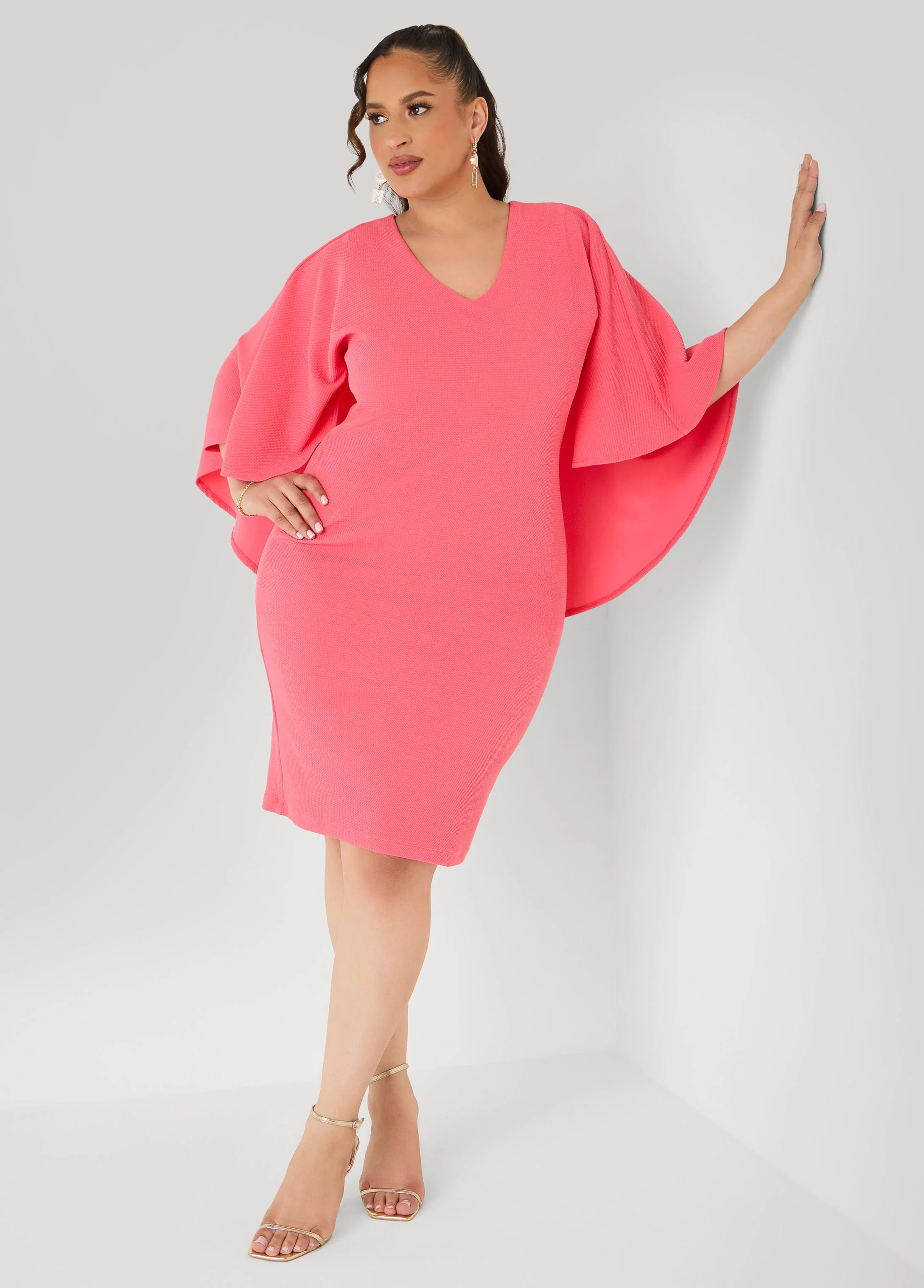 Textured Cape Sheath Dress - Image 3