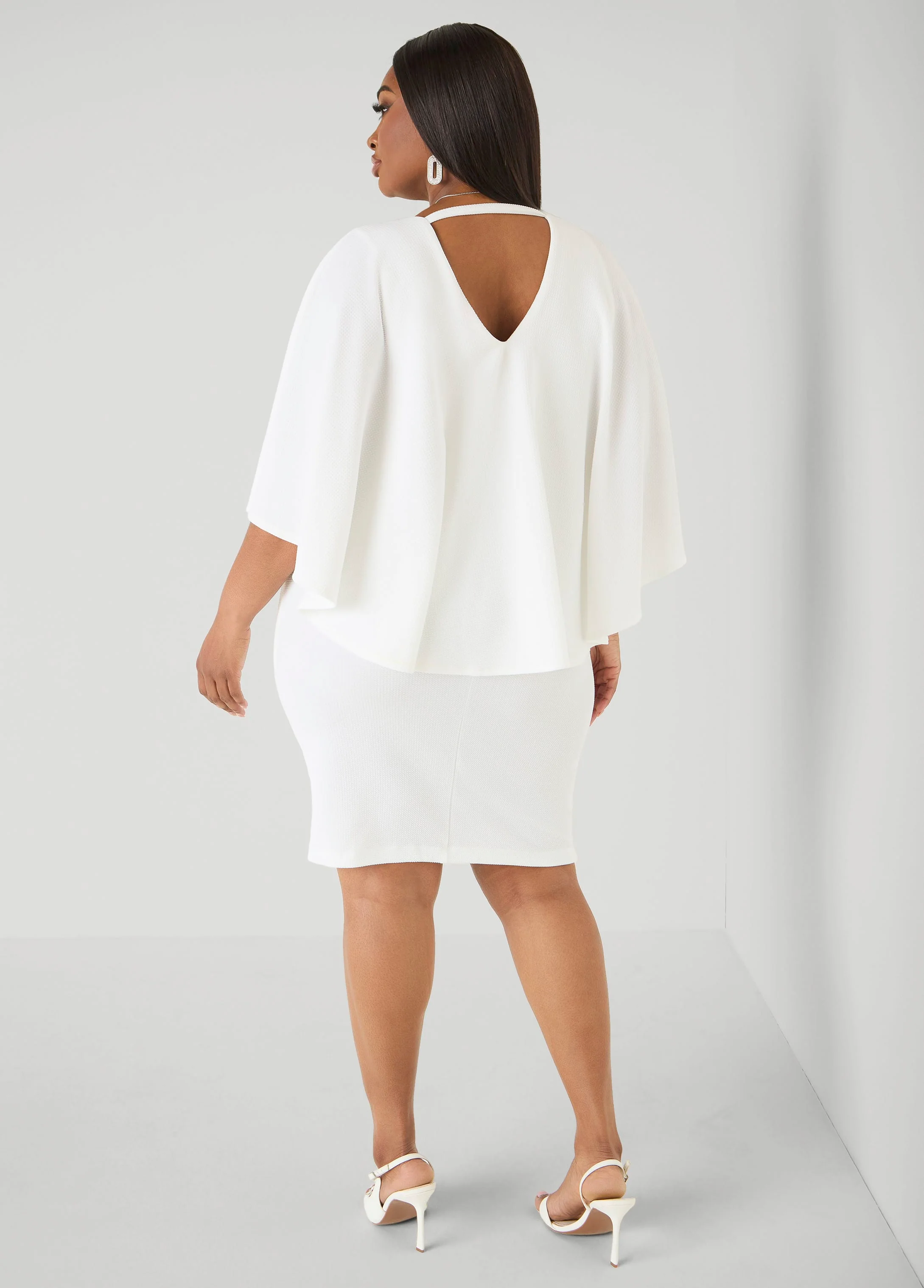 Textured Cape Sheath Dress - Image 6