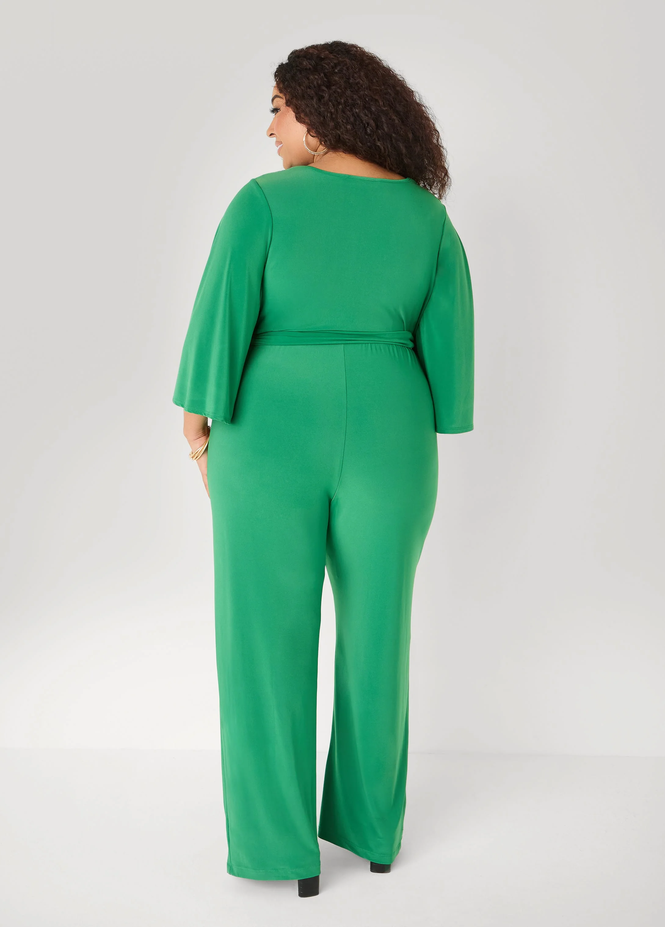 Stretch Knit Faux Wrap Jumpsuit - Image 2