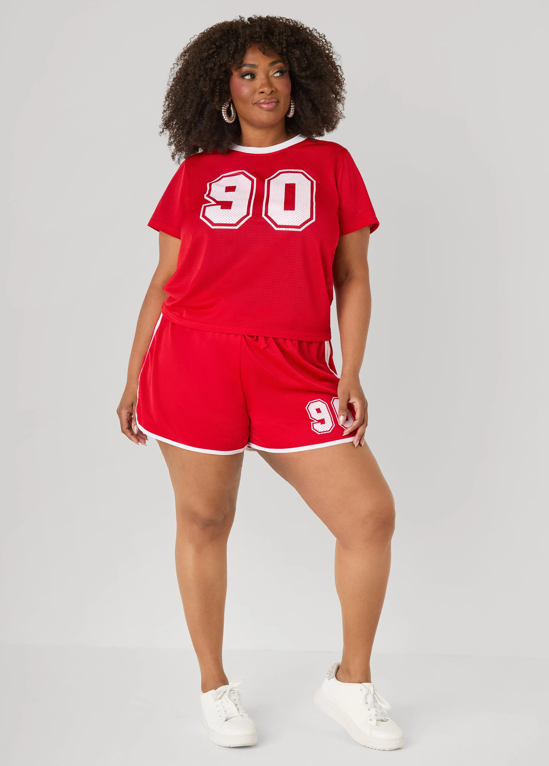 Graphic Print Mesh Shorts - Image 3
