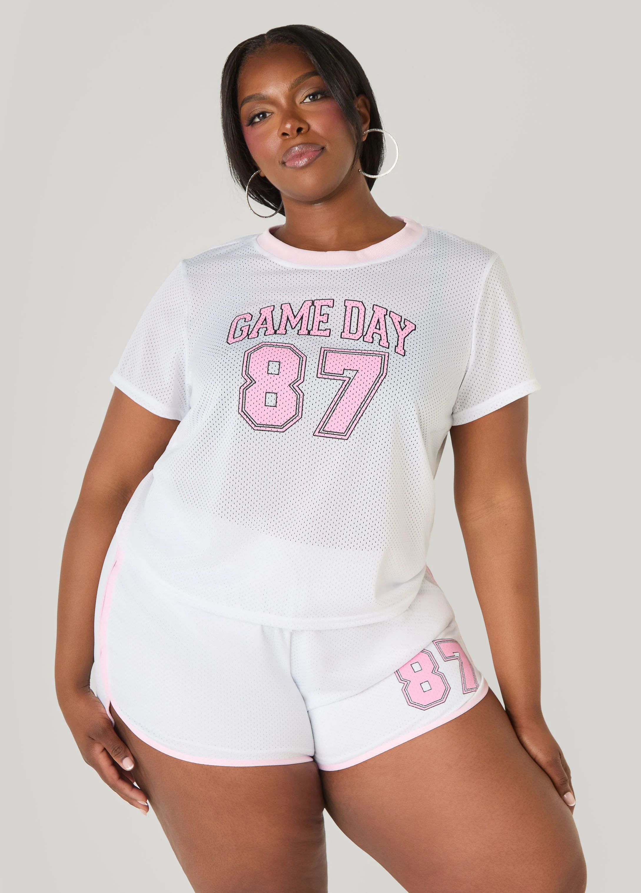 Graphic Print Mesh Shorts - Image 4