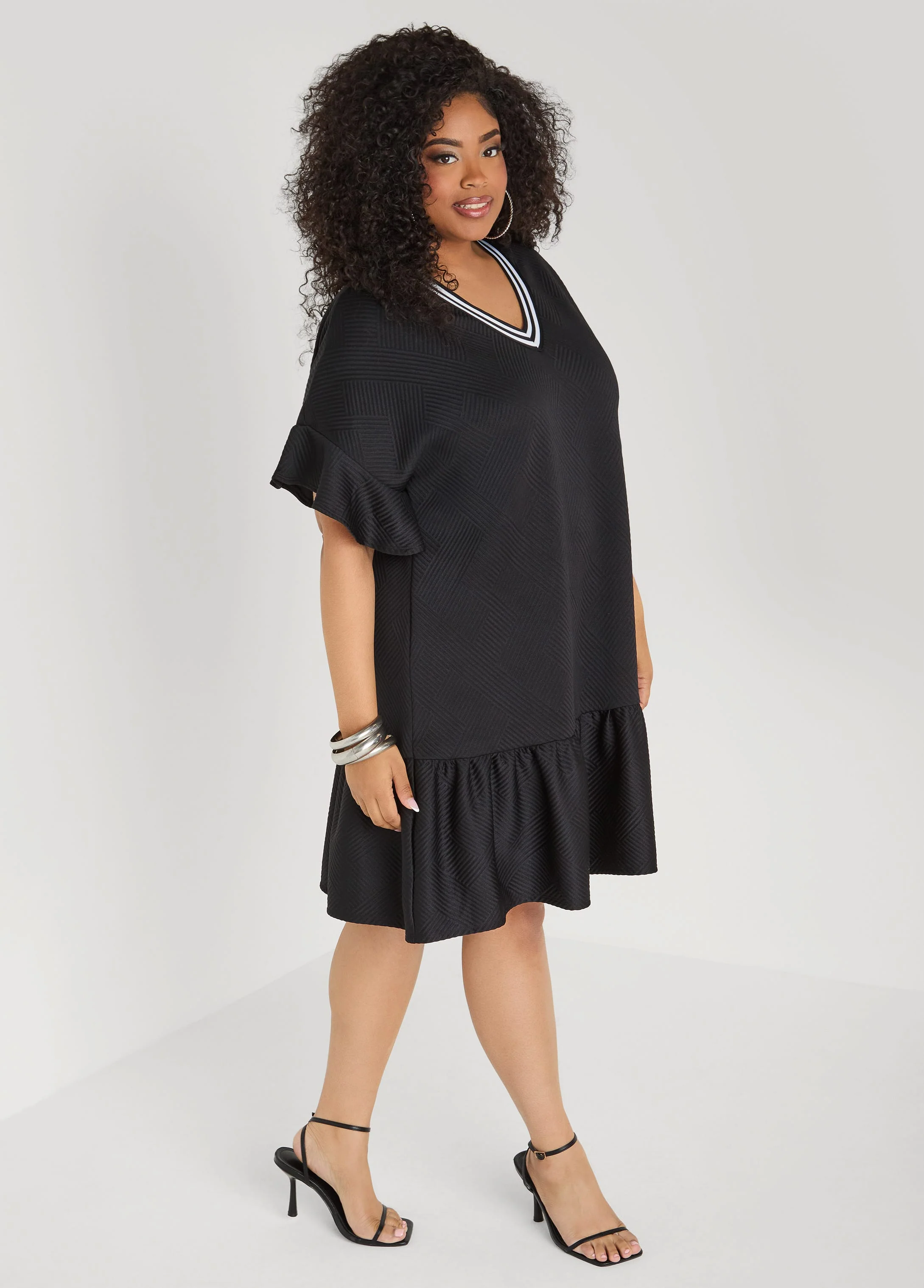 Ruffled Textured Babydoll Dress - Image 11