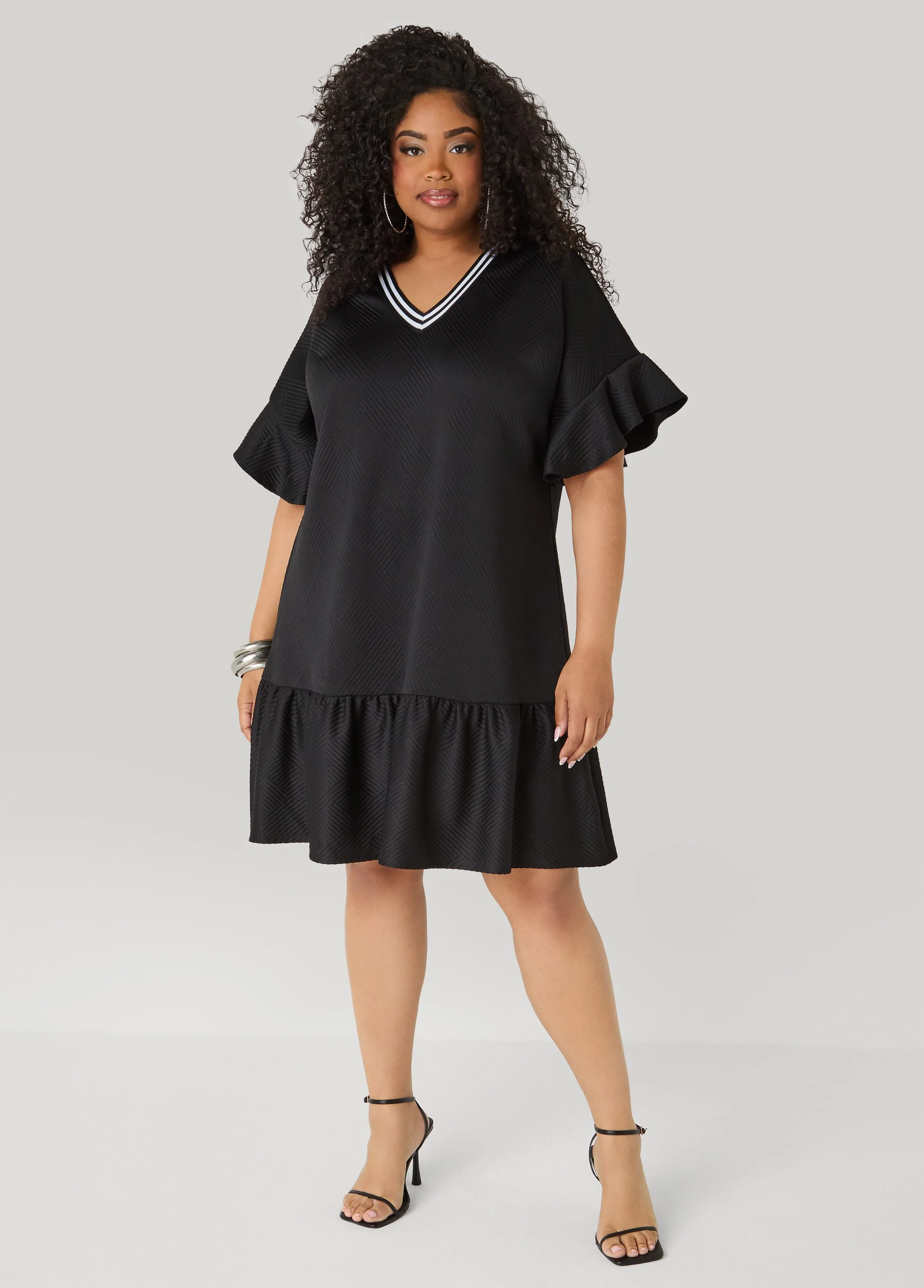 Ruffled Textured Babydoll Dress - Image 12