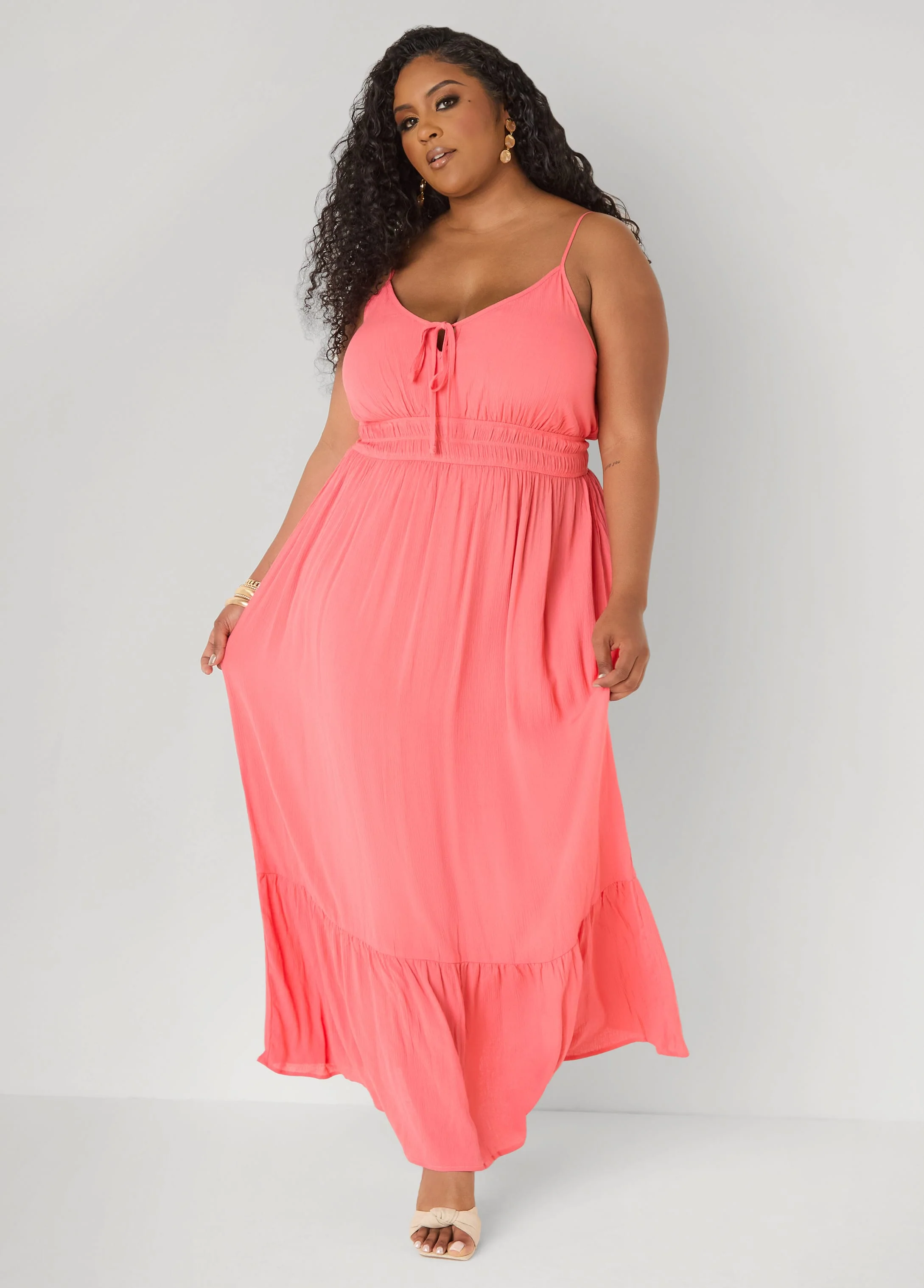 Smocked Tie Front Maxi Dress - Image 11