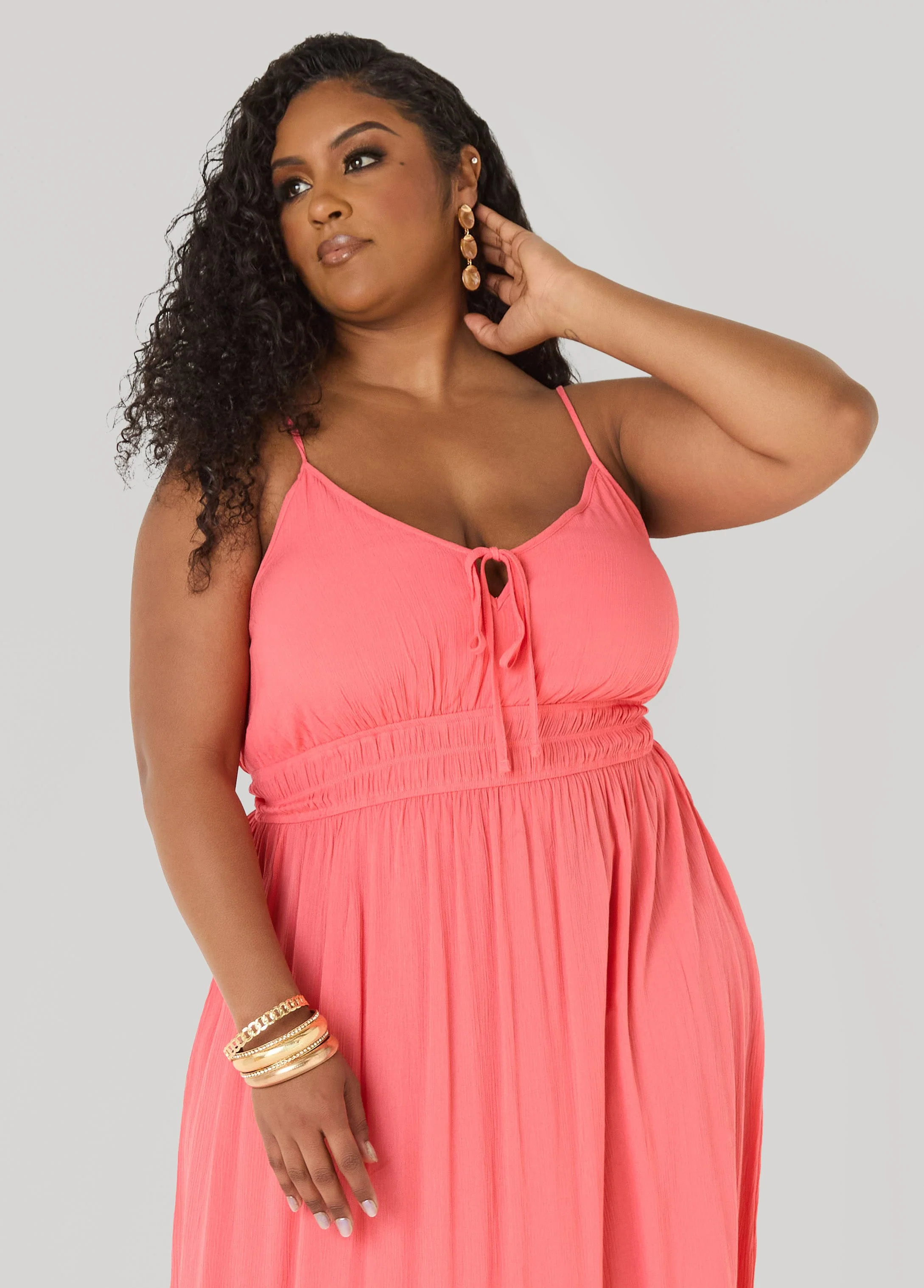 Smocked Tie Front Maxi Dress - Image 12