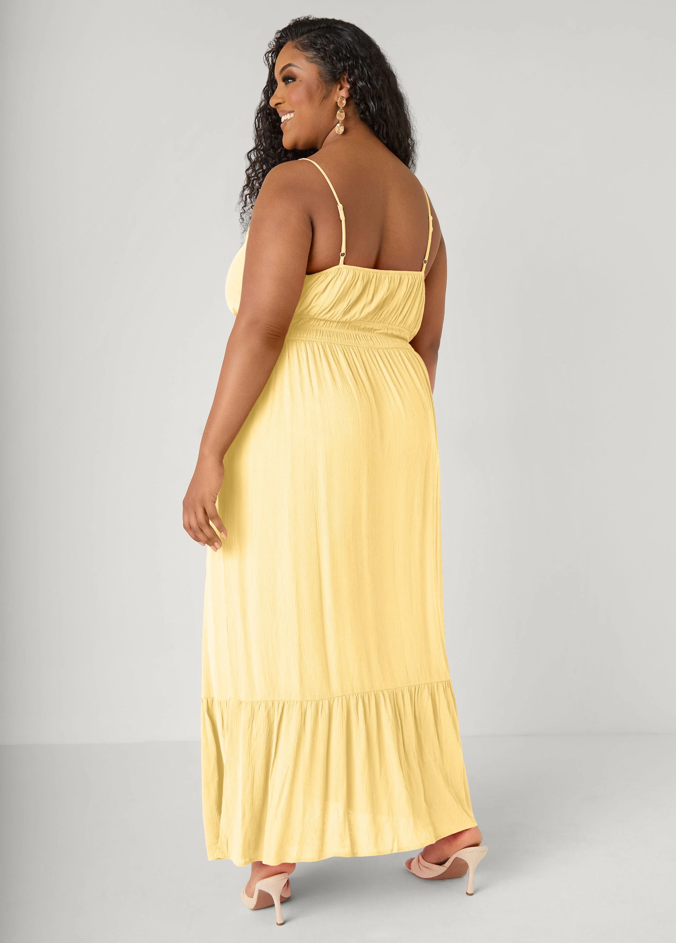 Smocked Tie Front Maxi Dress - Image 2