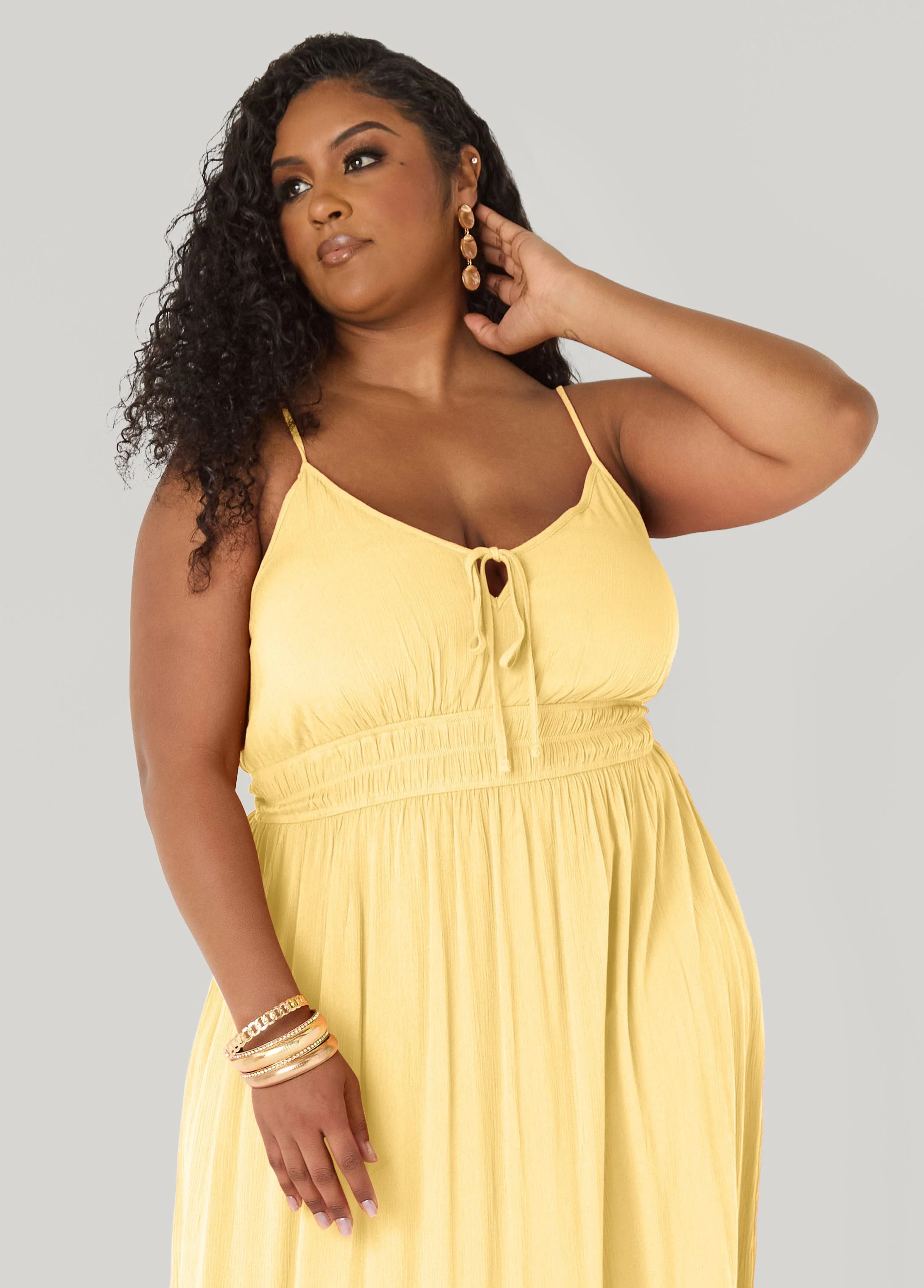 Smocked Tie Front Maxi Dress - Image 4