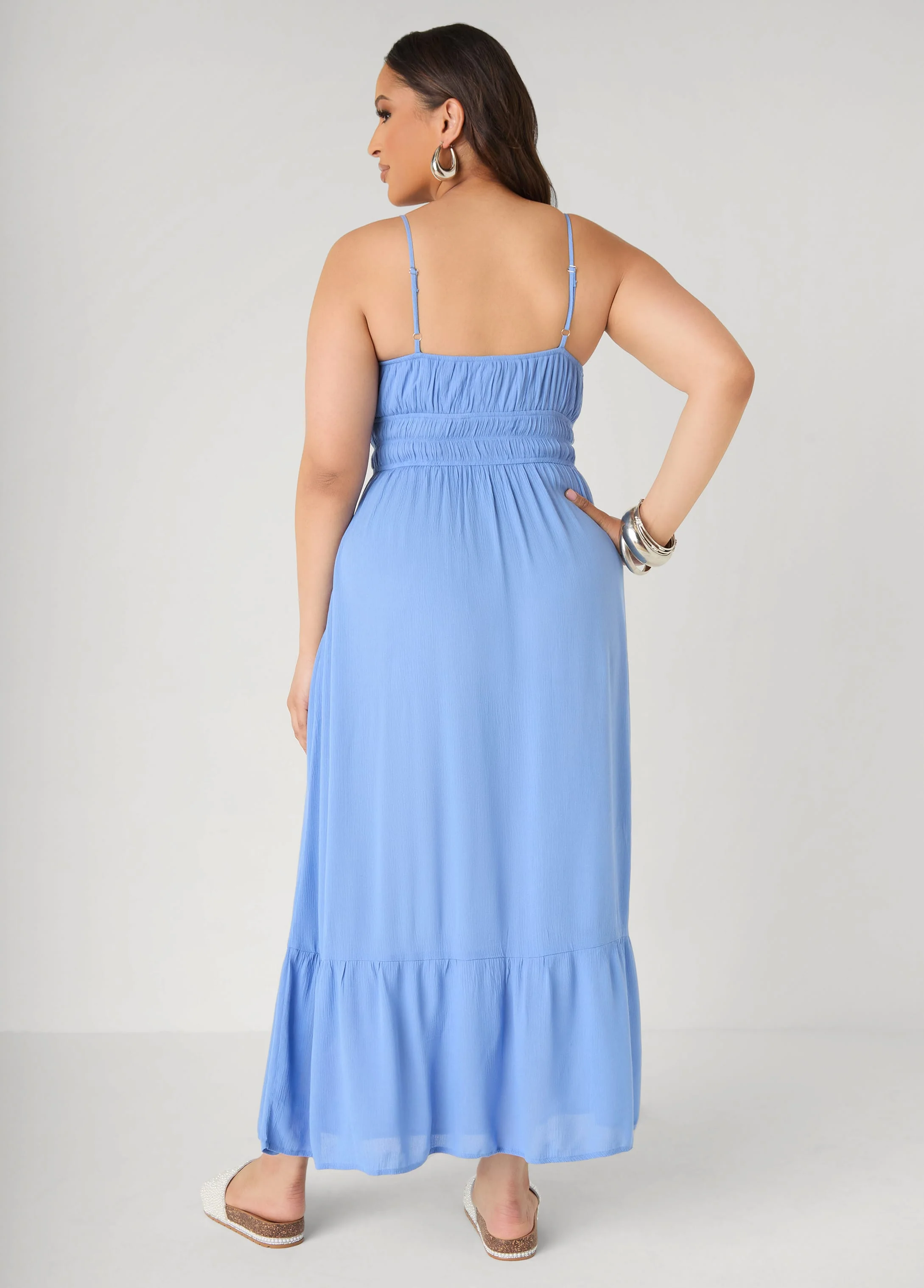 Smocked Tie Front Maxi Dress - Image 6