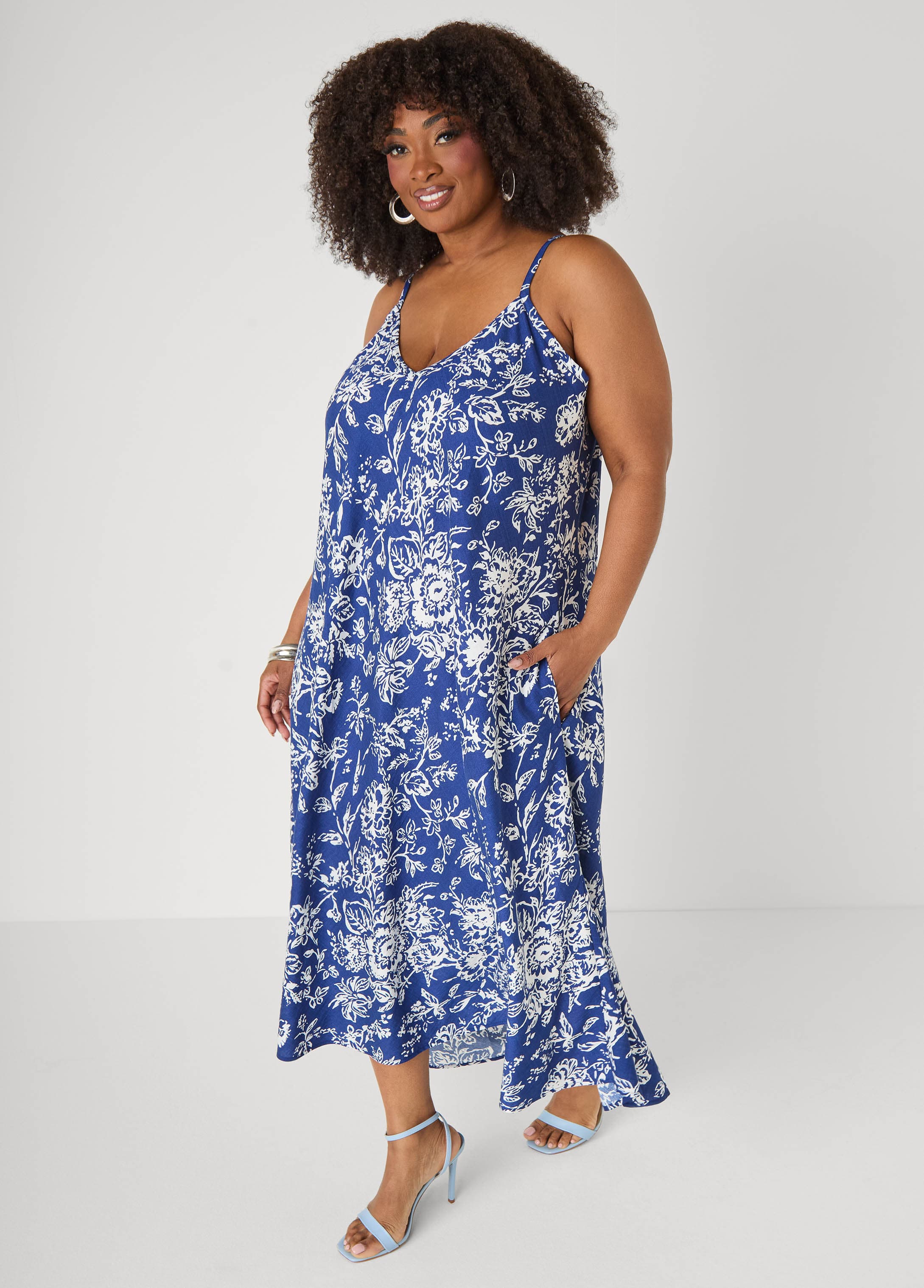 Floral V Neck Midaxi Dress - Image 3