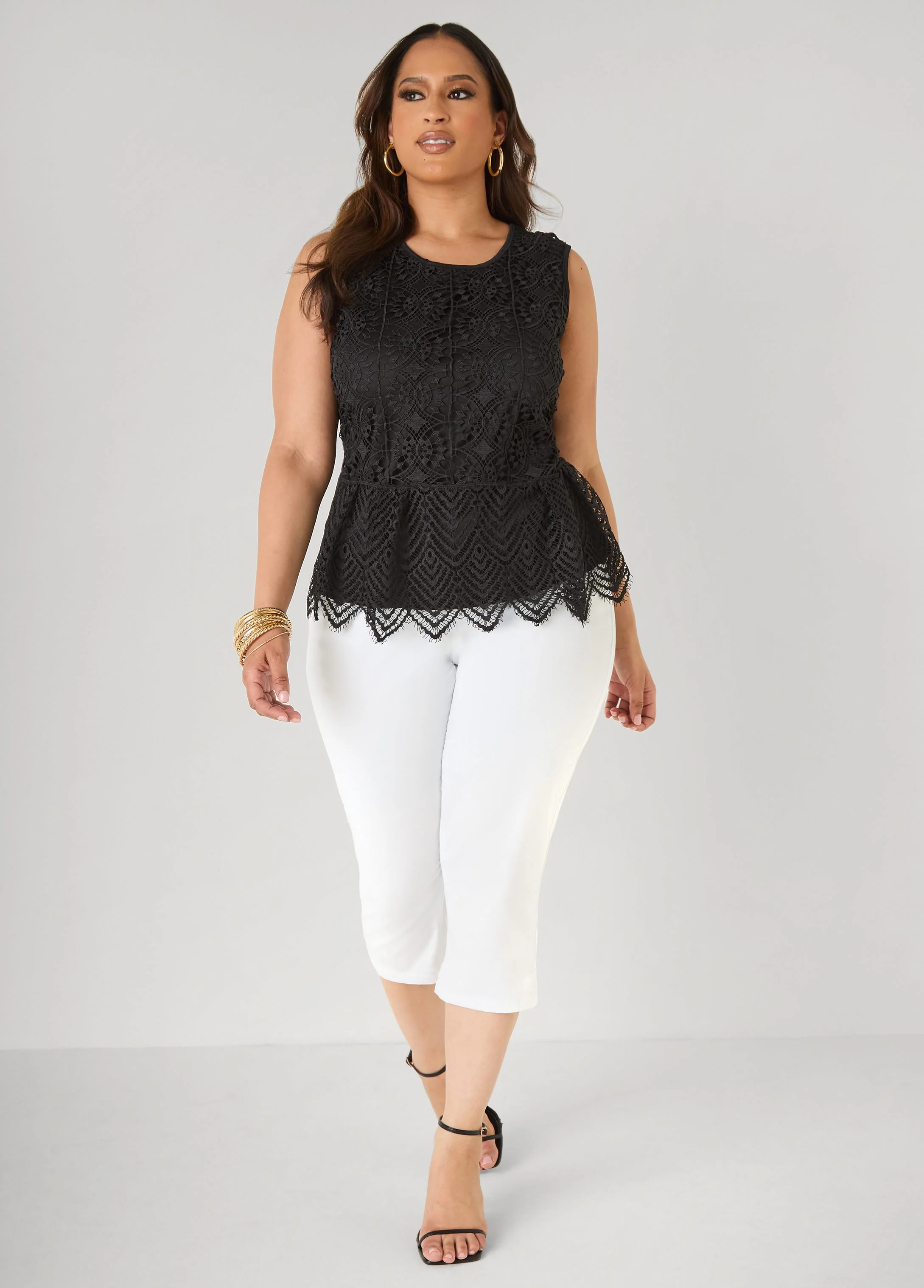 Guipure Lace Peplum Top - Image 3