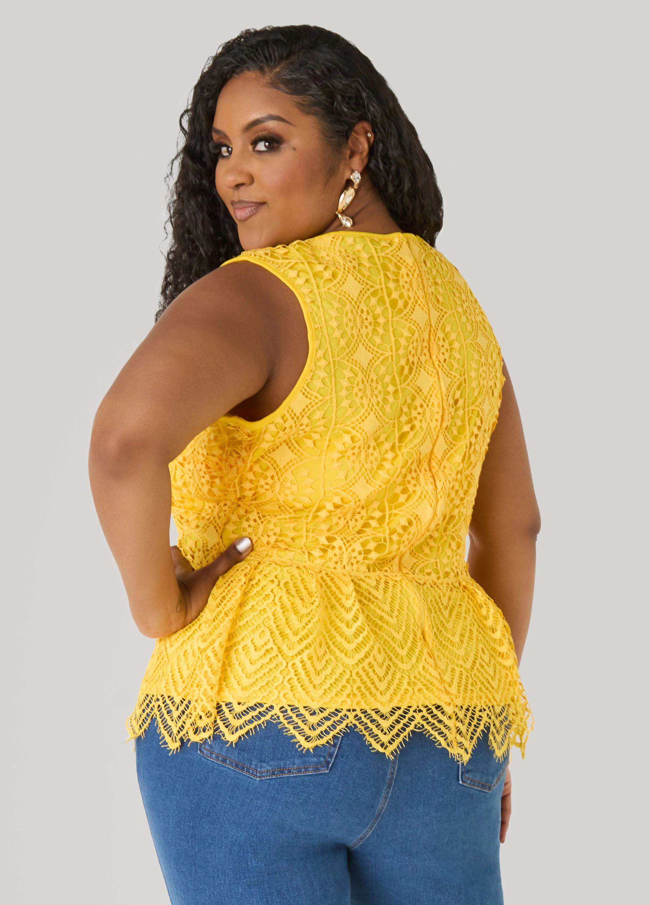 Guipure Lace Peplum Top - Image 6