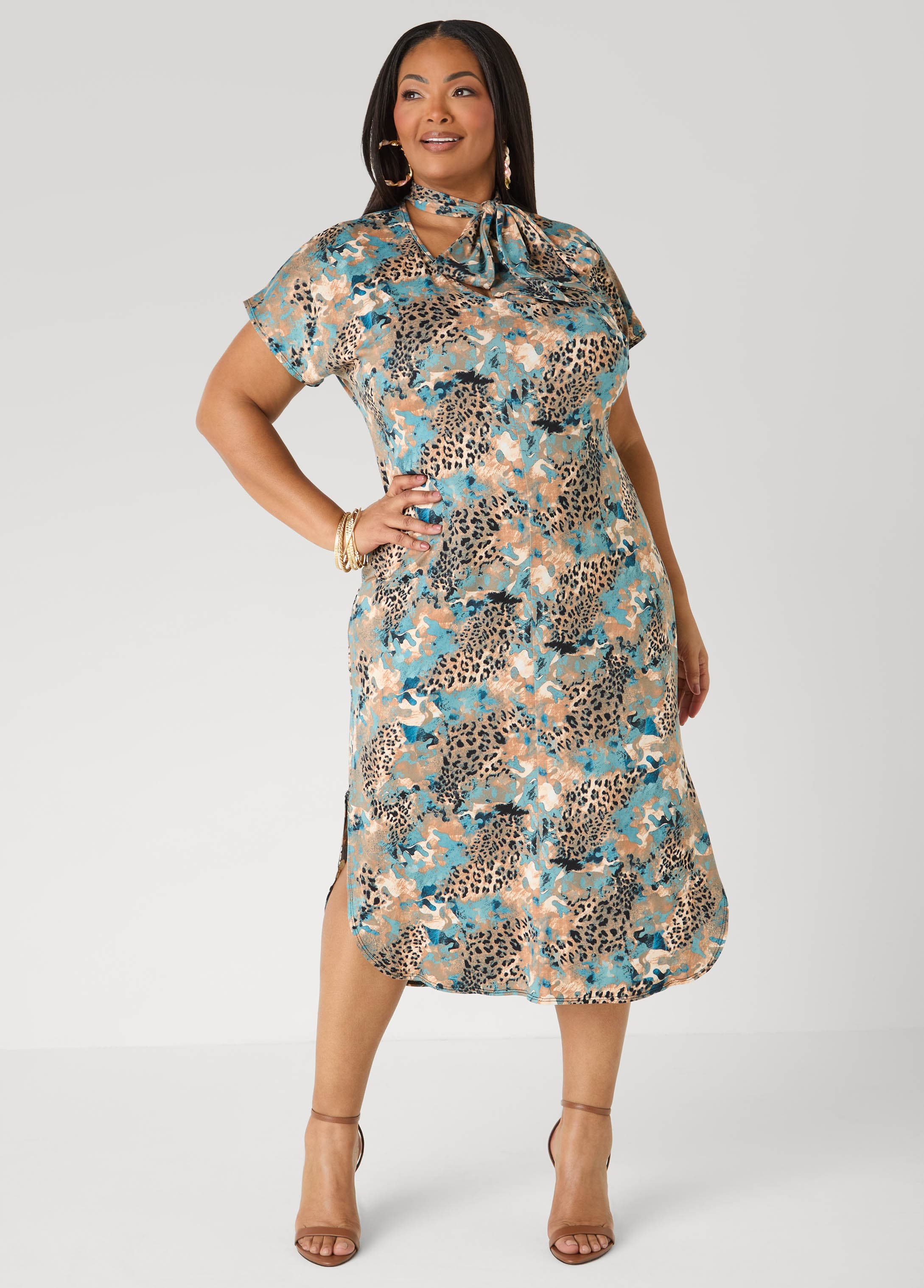 Tie Neck Printed Midaxi Dress - Image 5