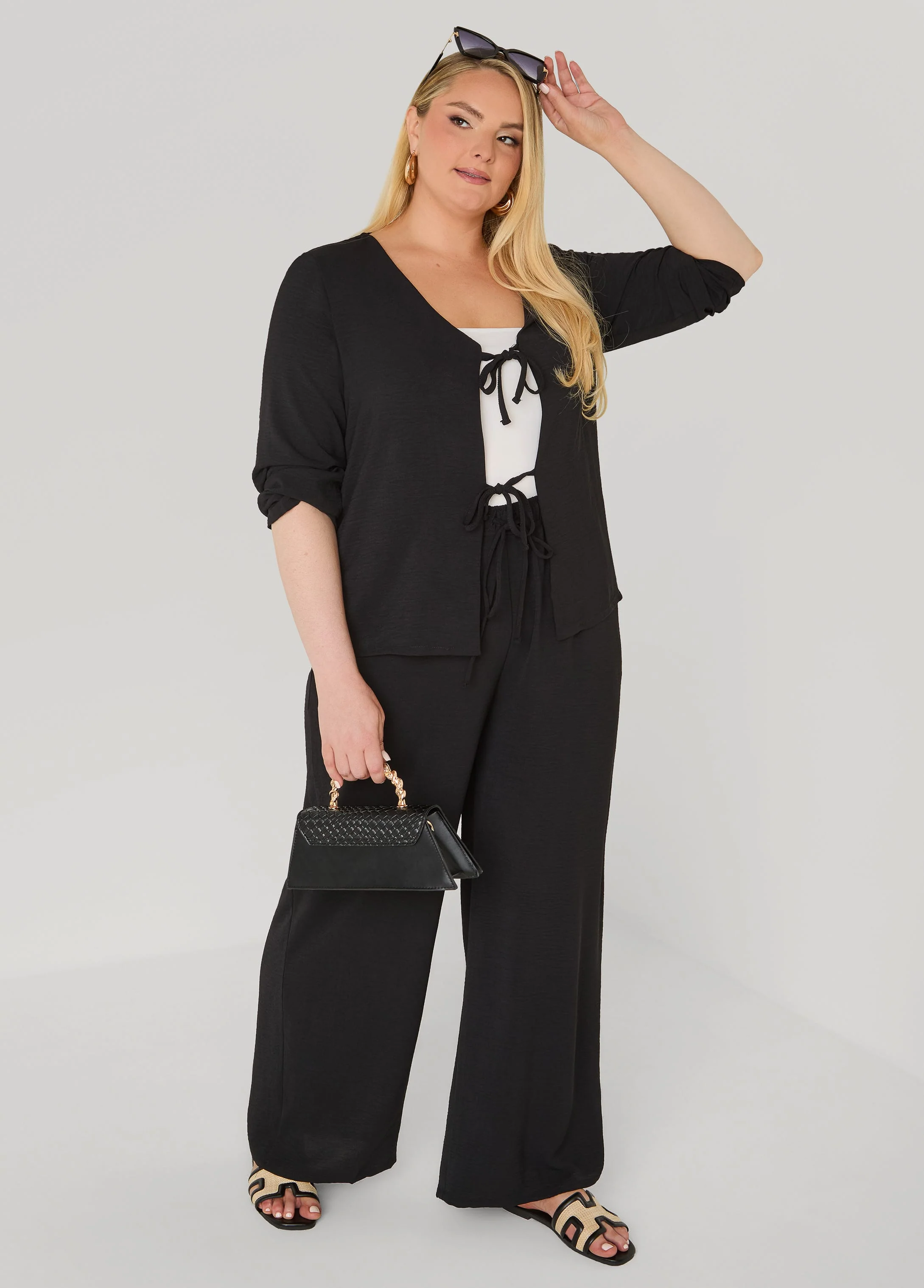 Textured Tie Front Jacket - Image 11