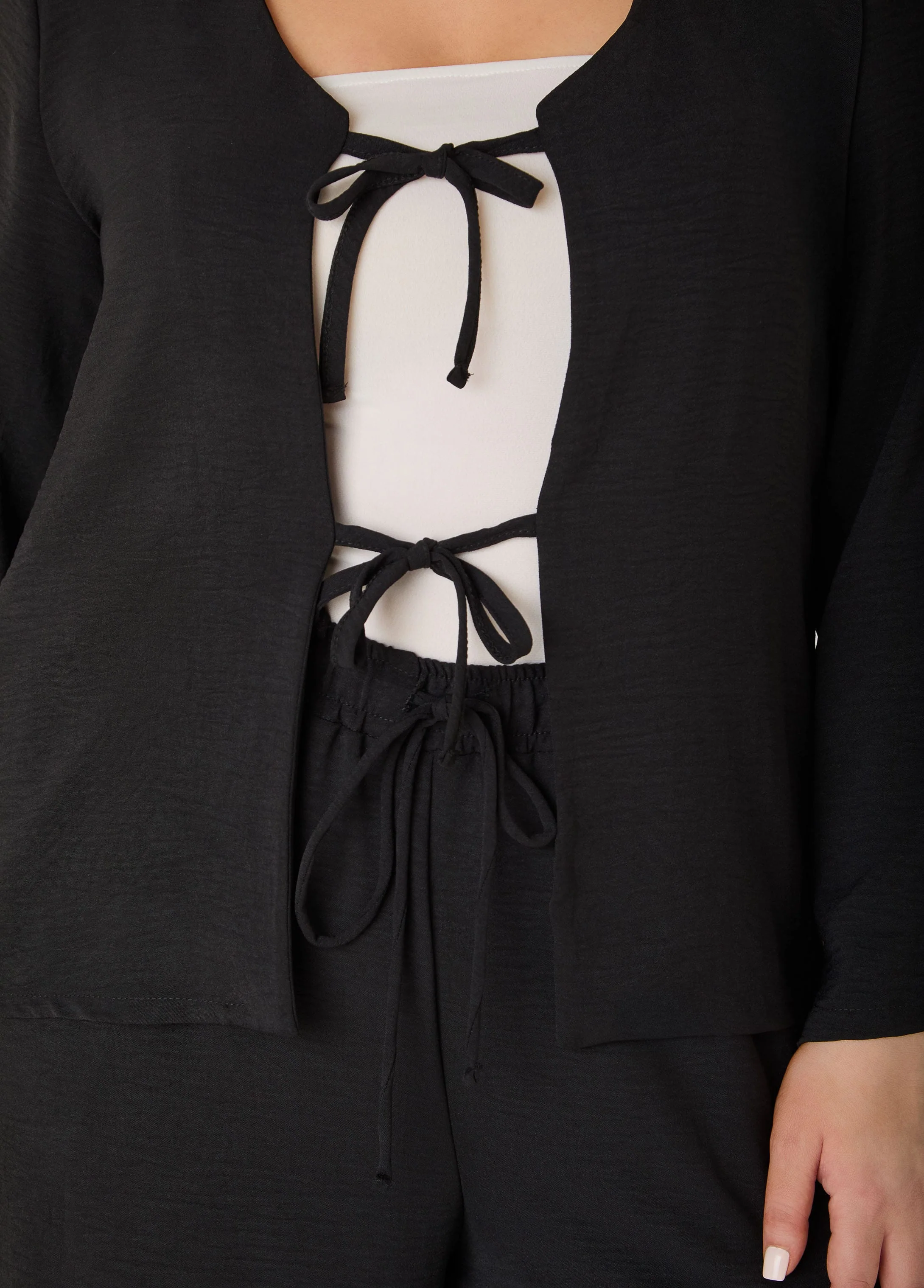Textured Tie Front Jacket - Image 12