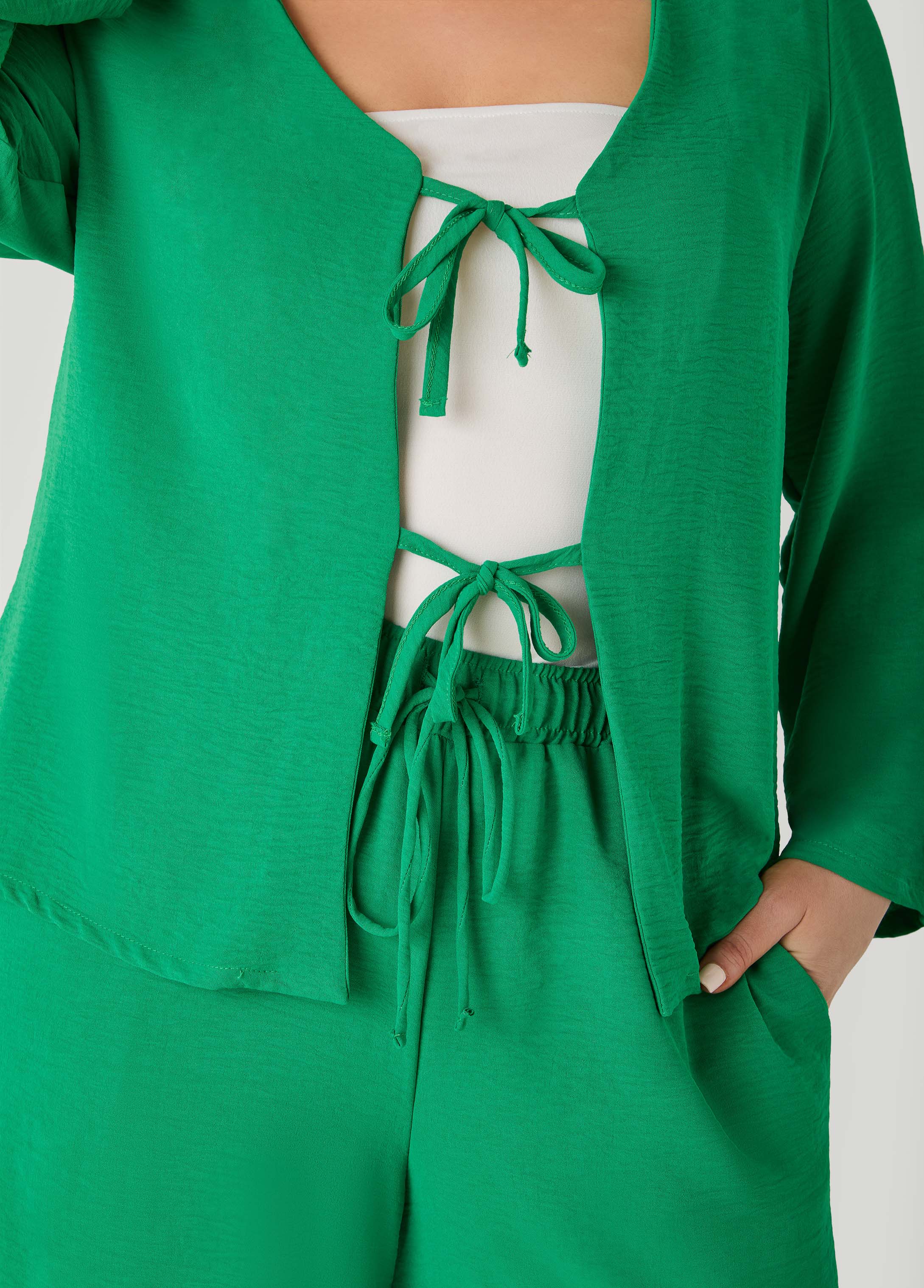 Textured Tie Front Jacket - Image 16