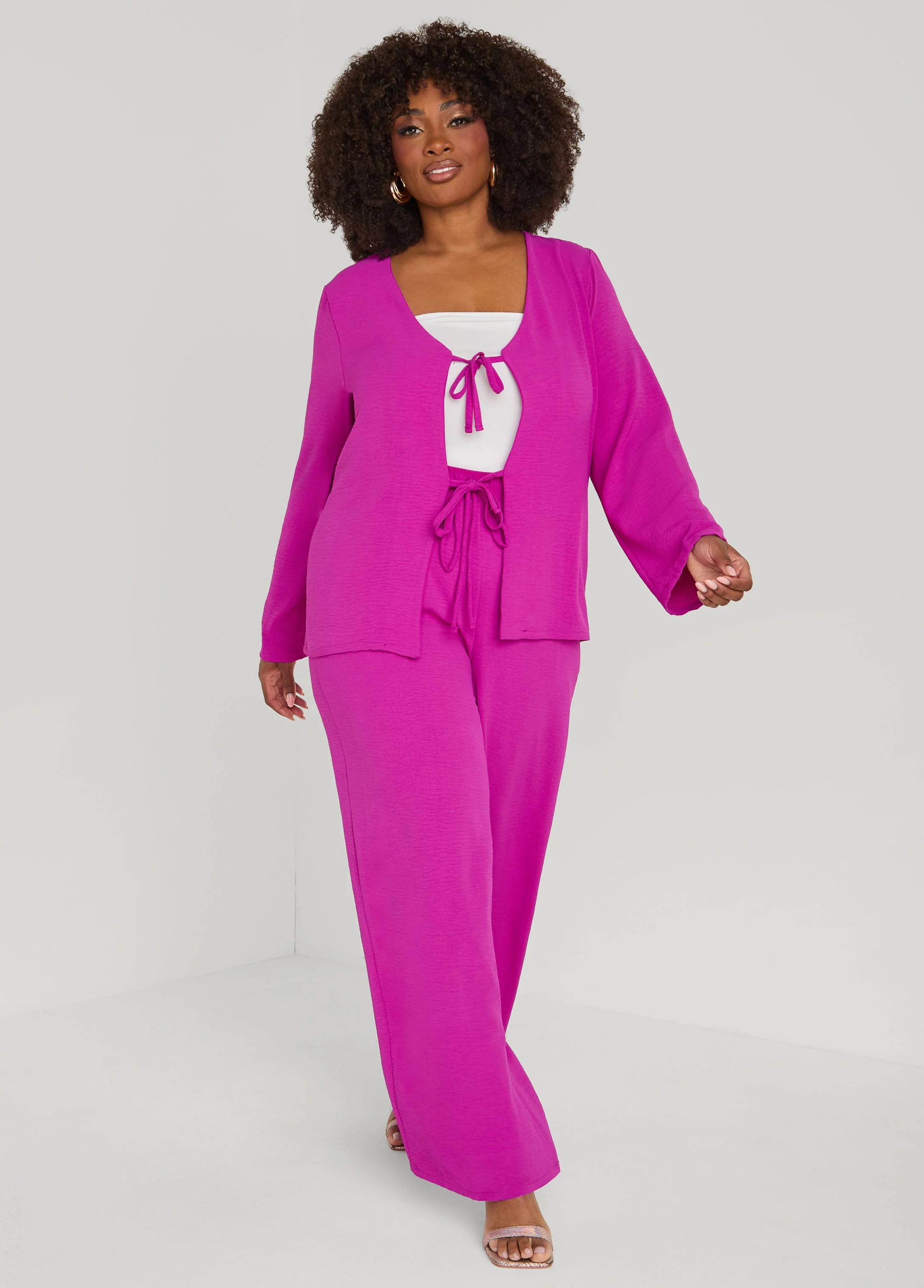 Textured Tie Front Jacket - Image 4