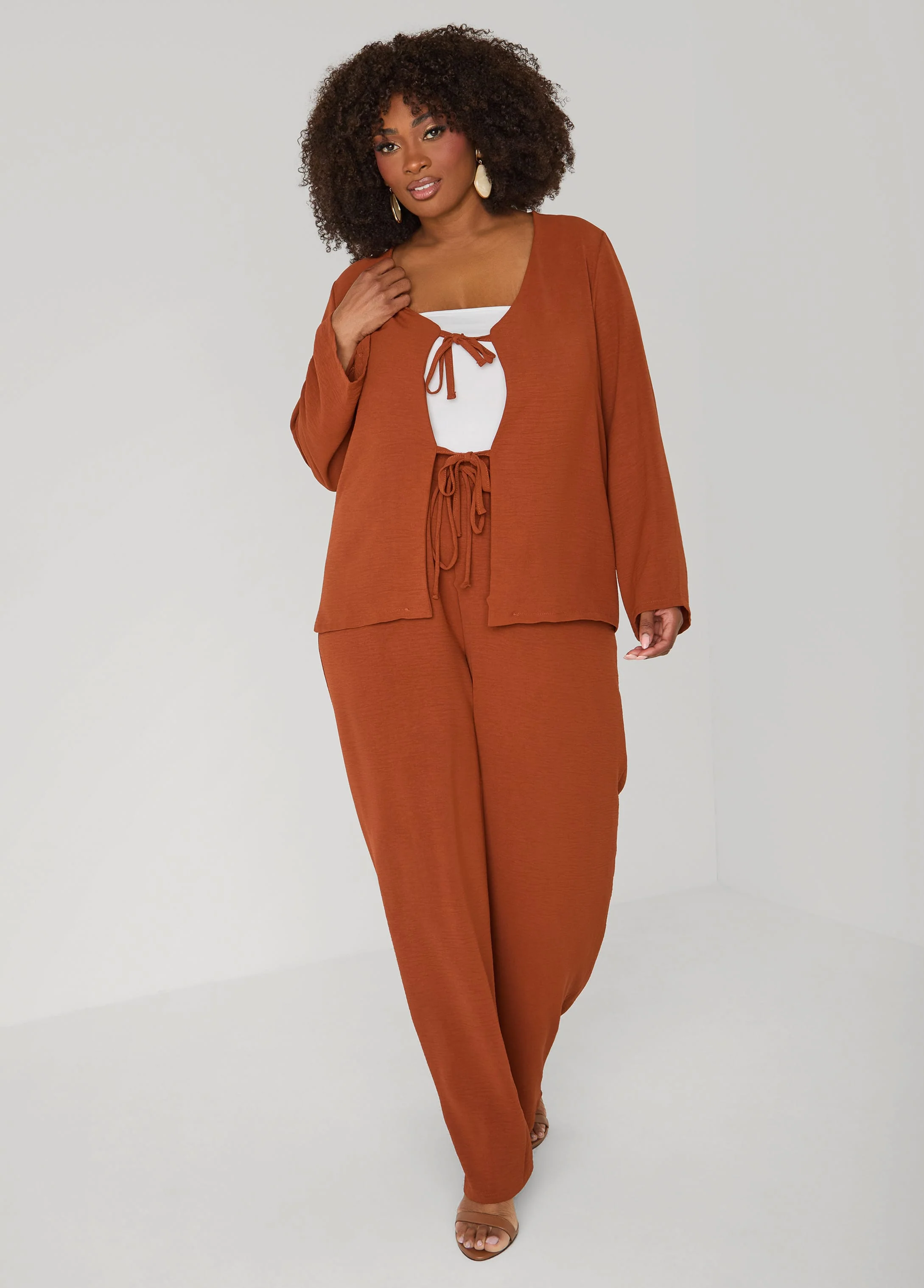 Textured Tie Front Jacket - Image 7