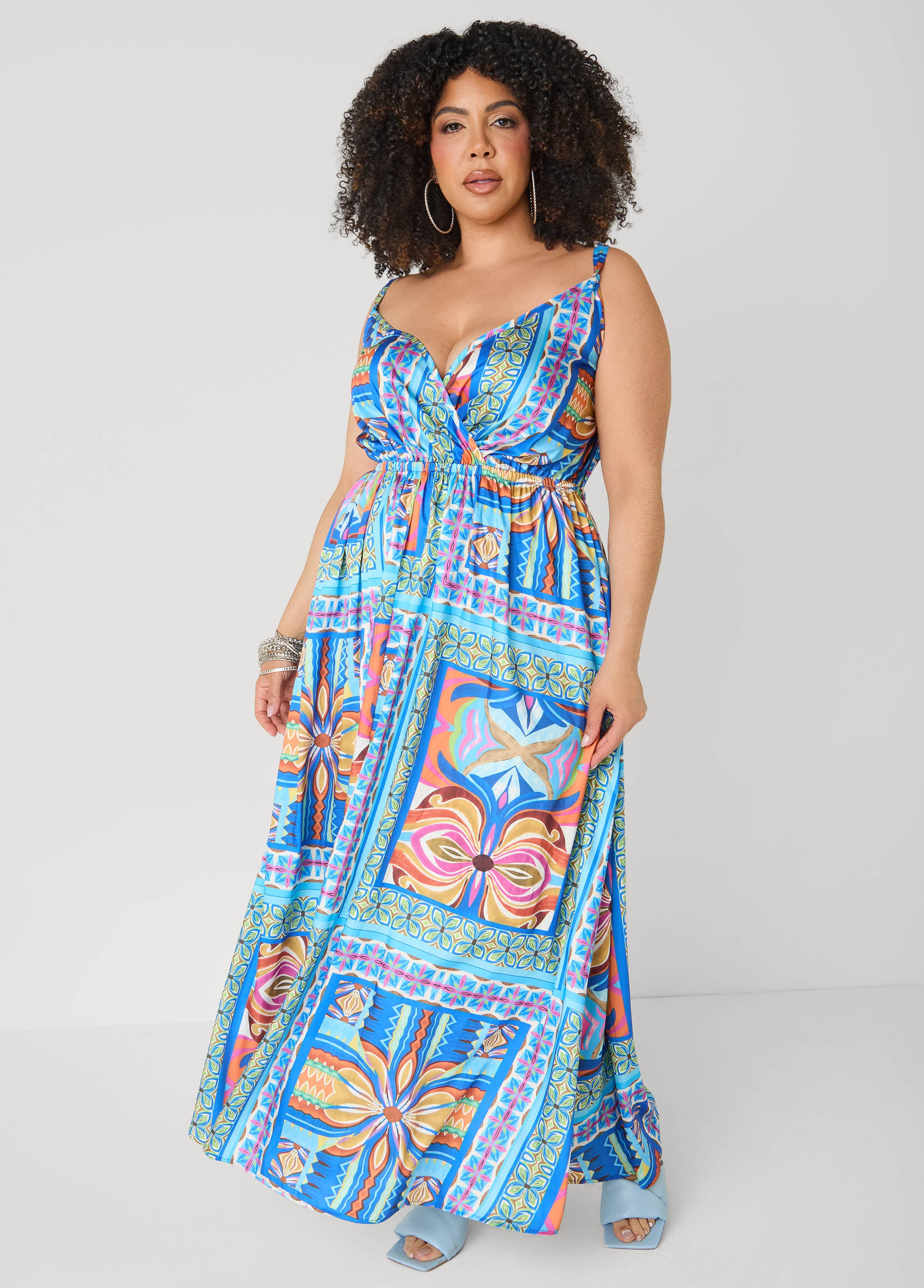 Tile Print Satin Maxi Dress - Image 3