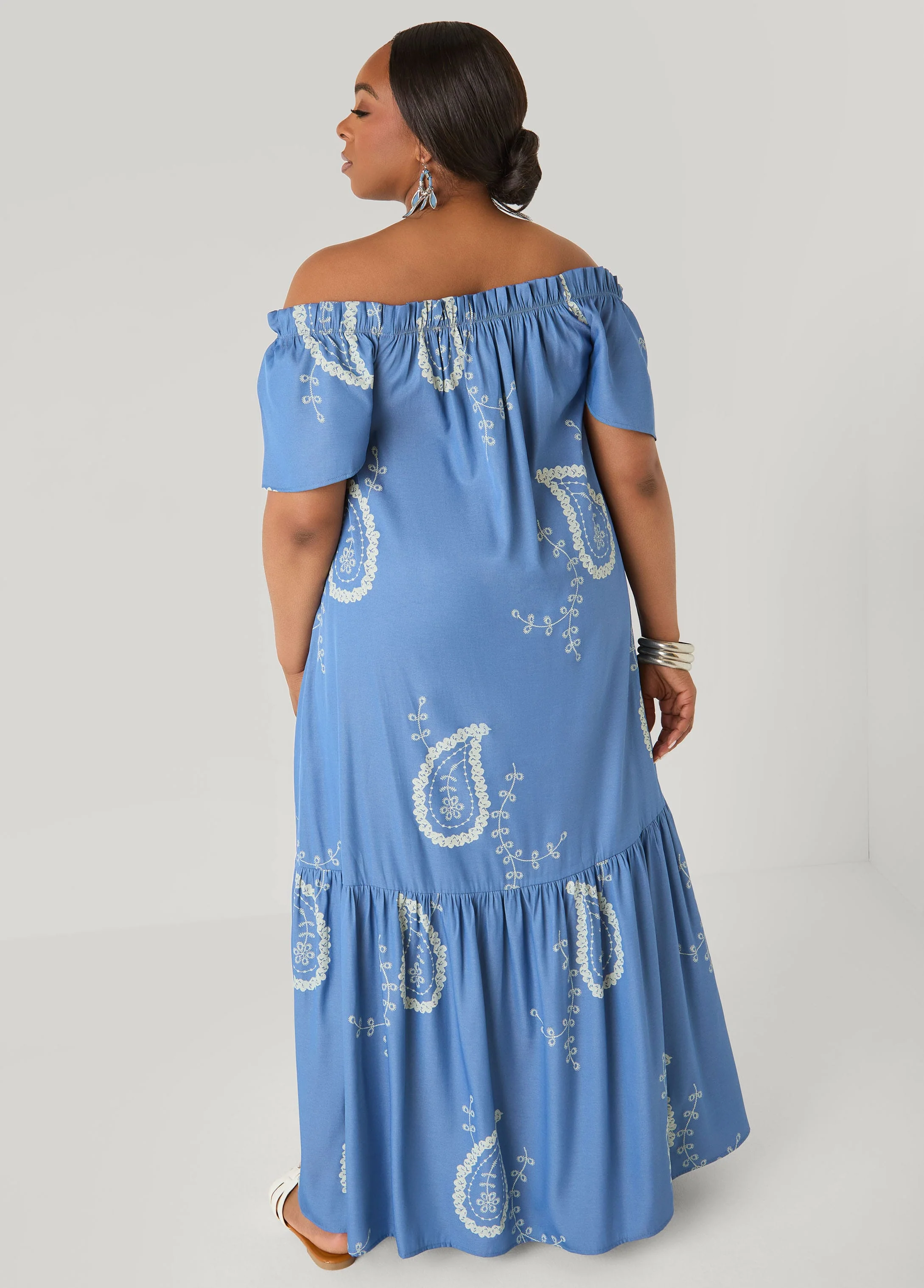 Off The Shoulder Paisley Dress - Image 2