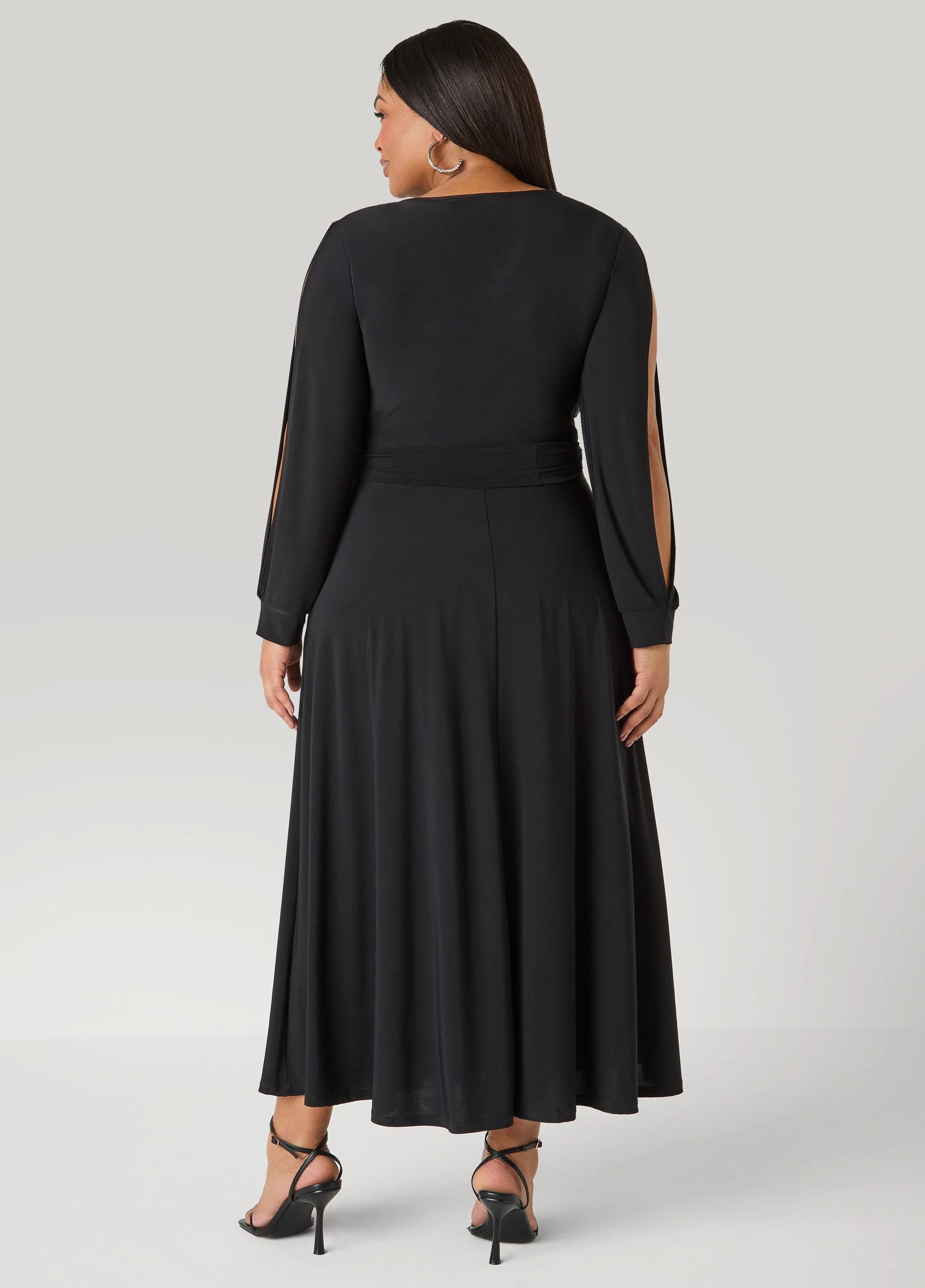 Split Sleeved A Line Maxi Dress - Image 2