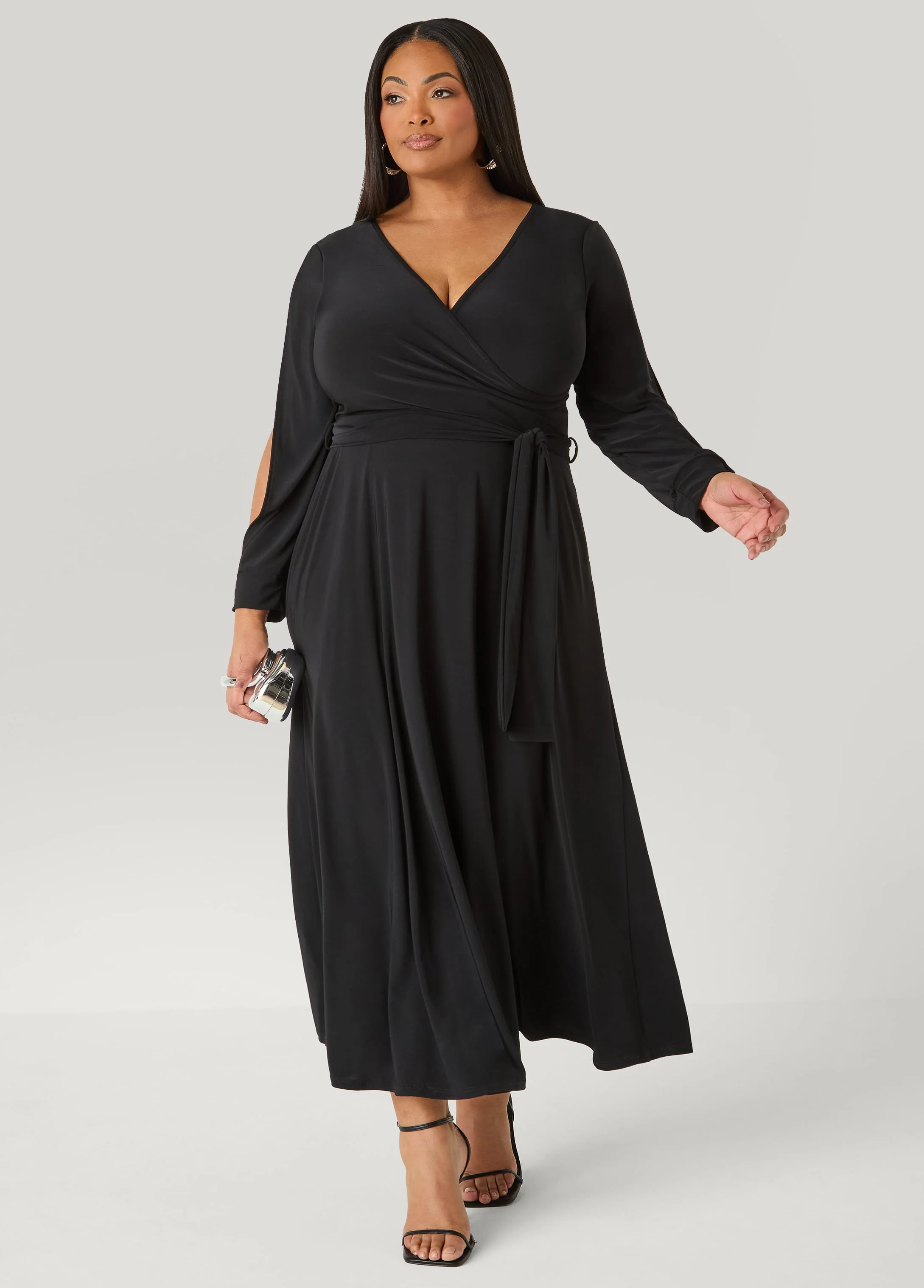 Split Sleeved A Line Maxi Dress - Image 3