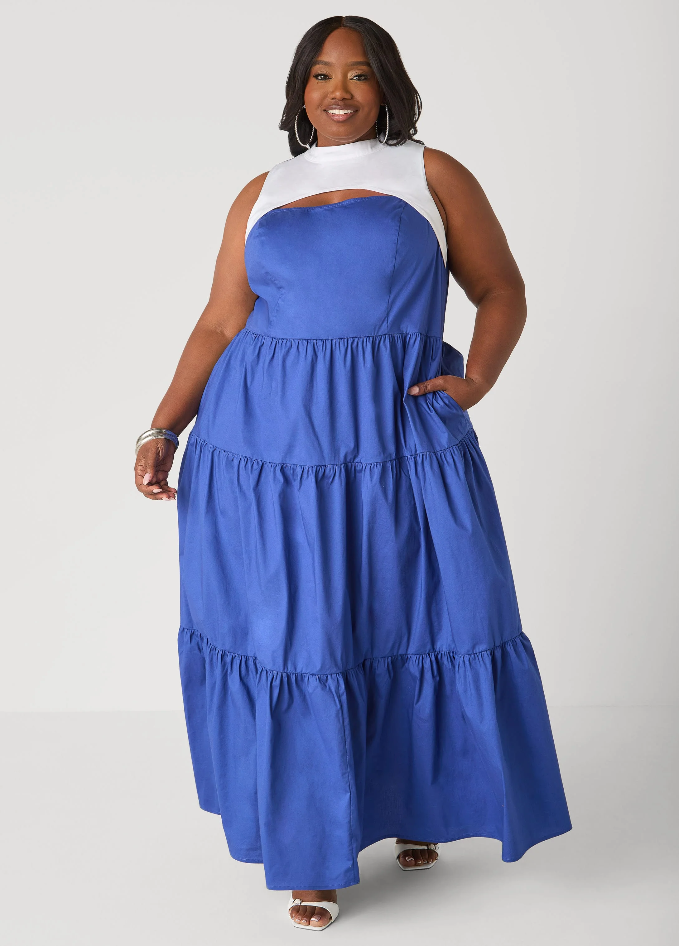 Two Tone Cutout Maxi Dress - Image 3
