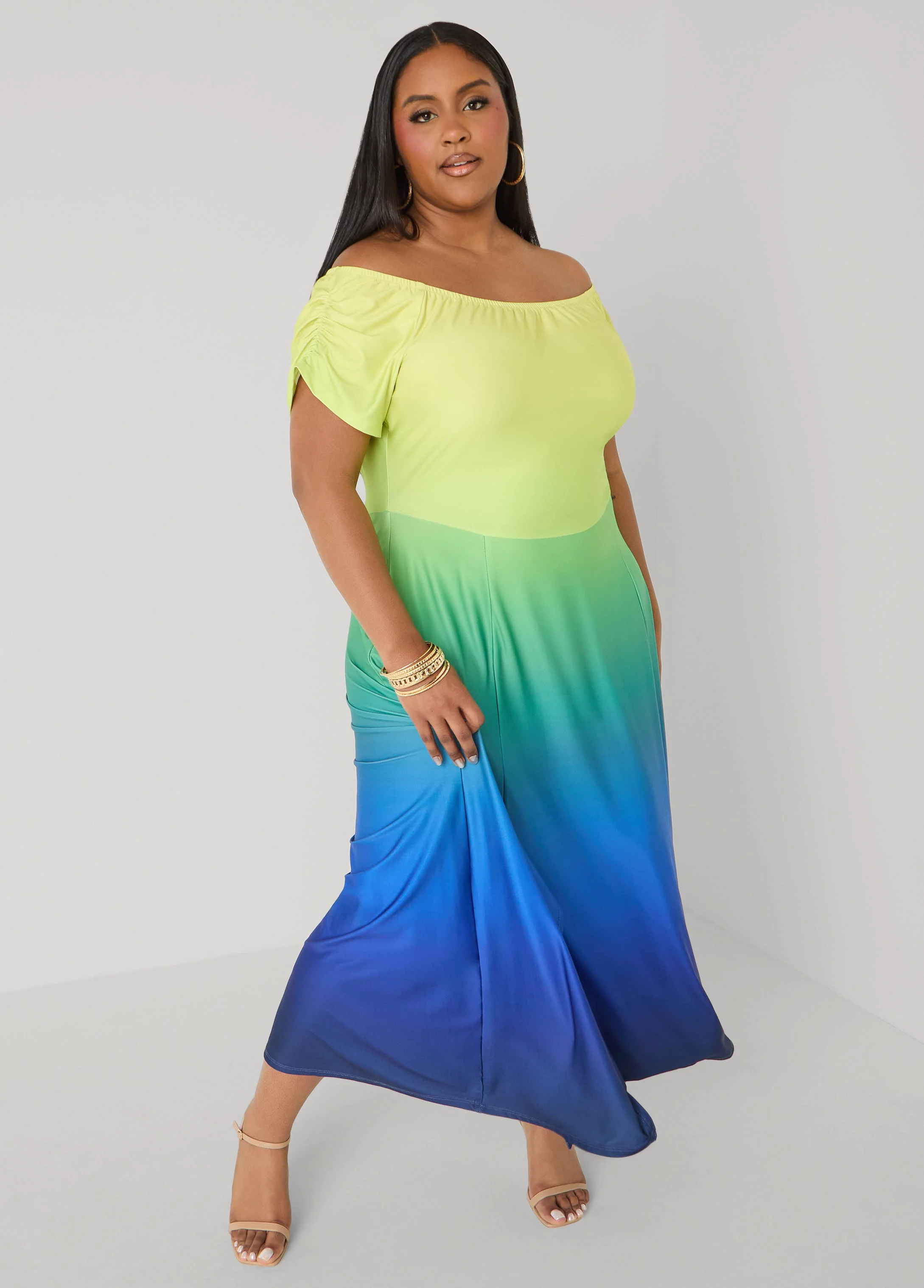 Tall Ombre Off The Shoulder Maxi Dress - Image 7