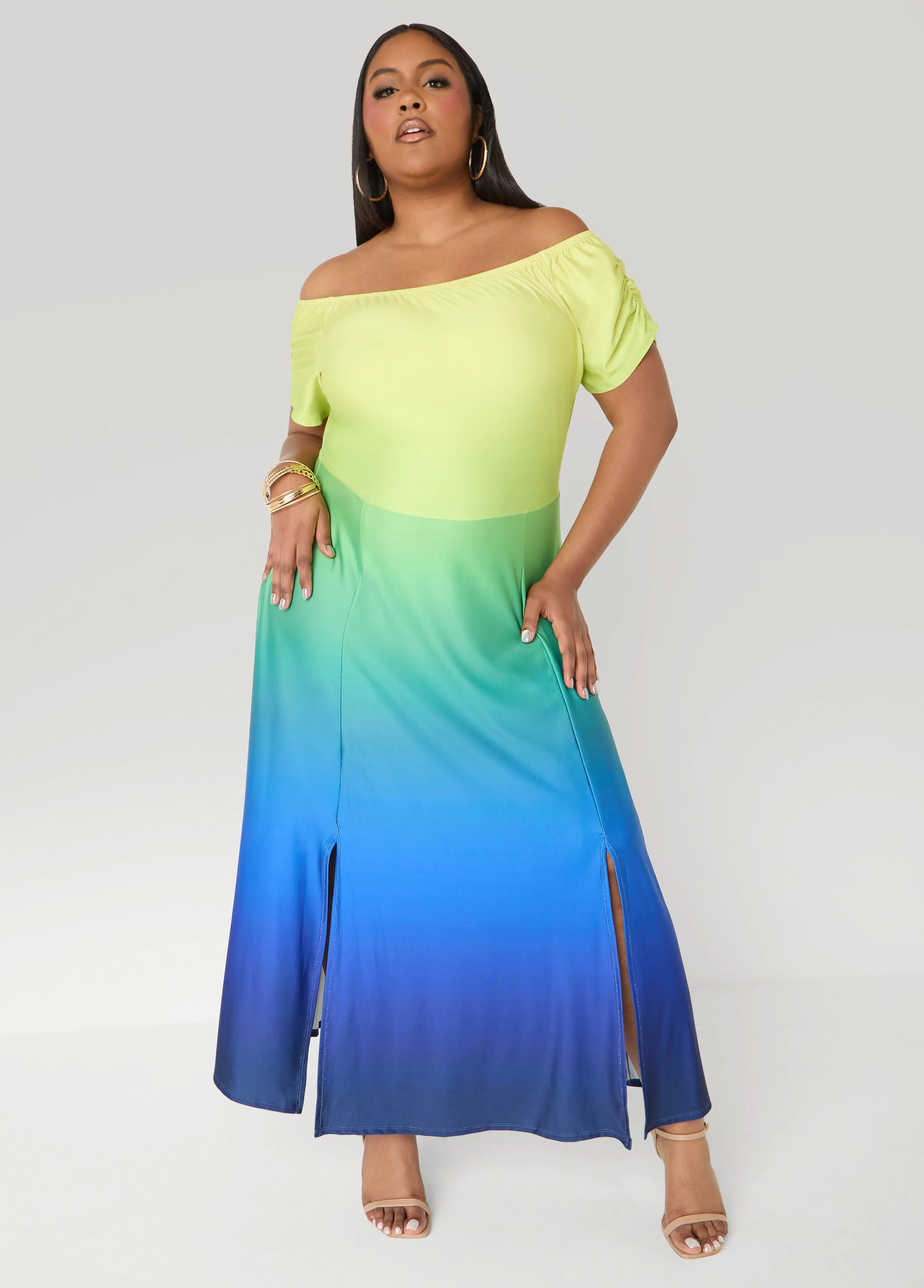 Tall Ombre Off The Shoulder Maxi Dress - Image 8