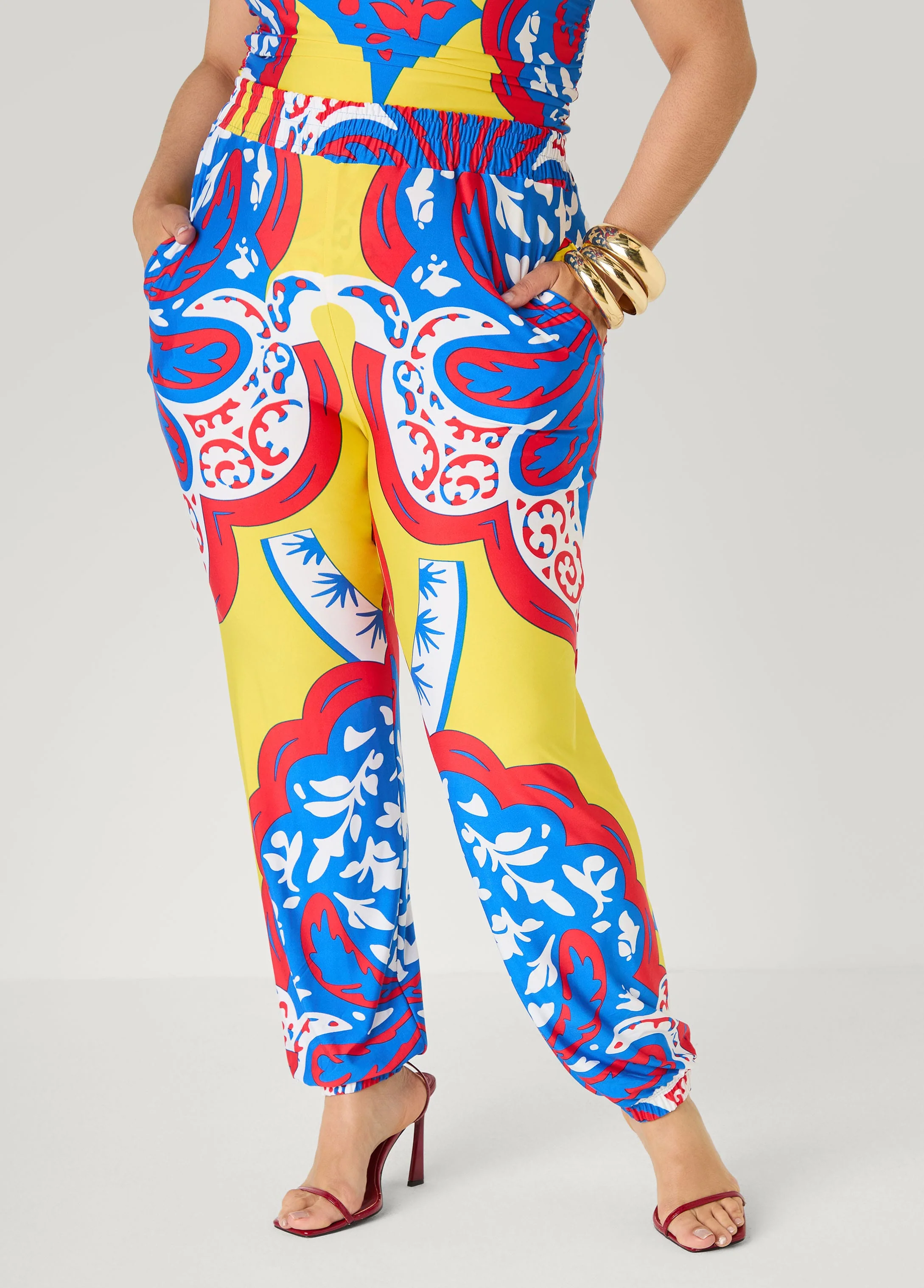High Rise Printed Joggers - Image 3