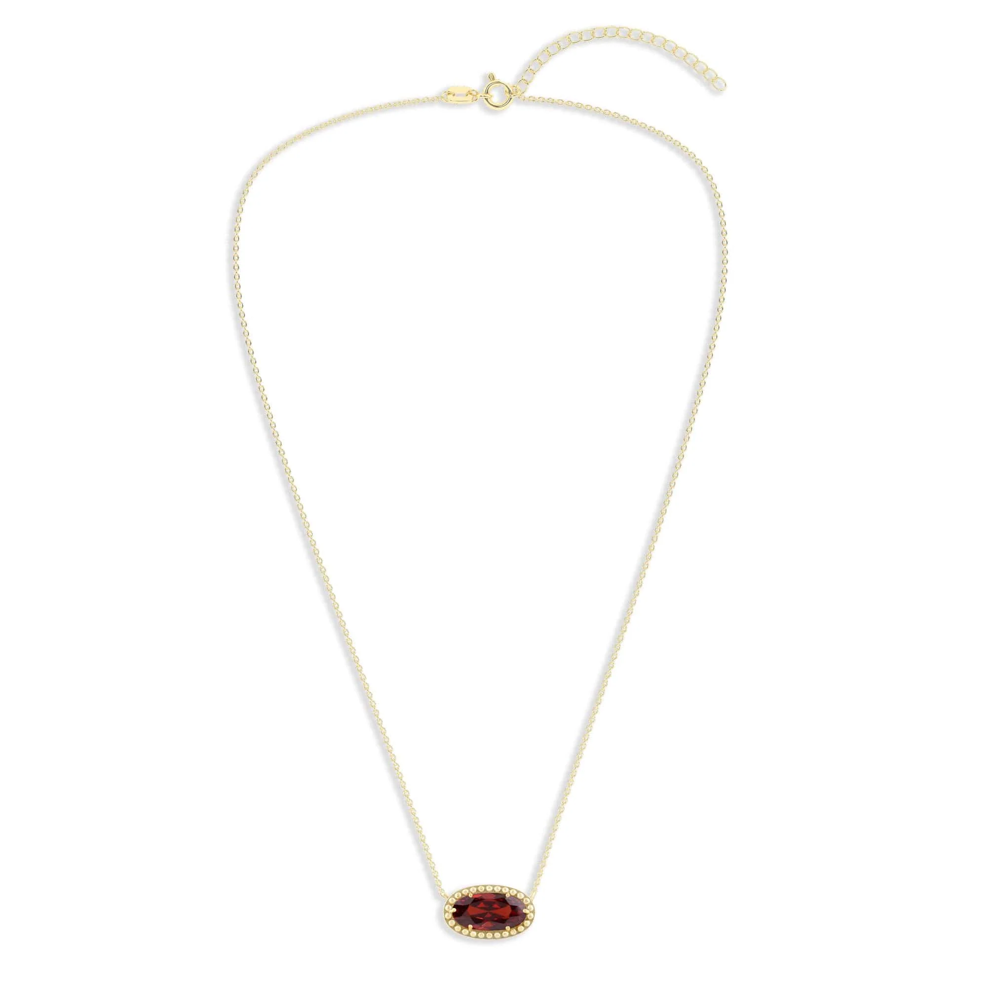 Oval Gemstone Necklace in 14K Gold Plated Sterling Silver, Oval Pendant Size 6 * 12mm, 15" Cable Chain with 2" Extender, Gift Box Included - Apr, White Zircon - Image 12