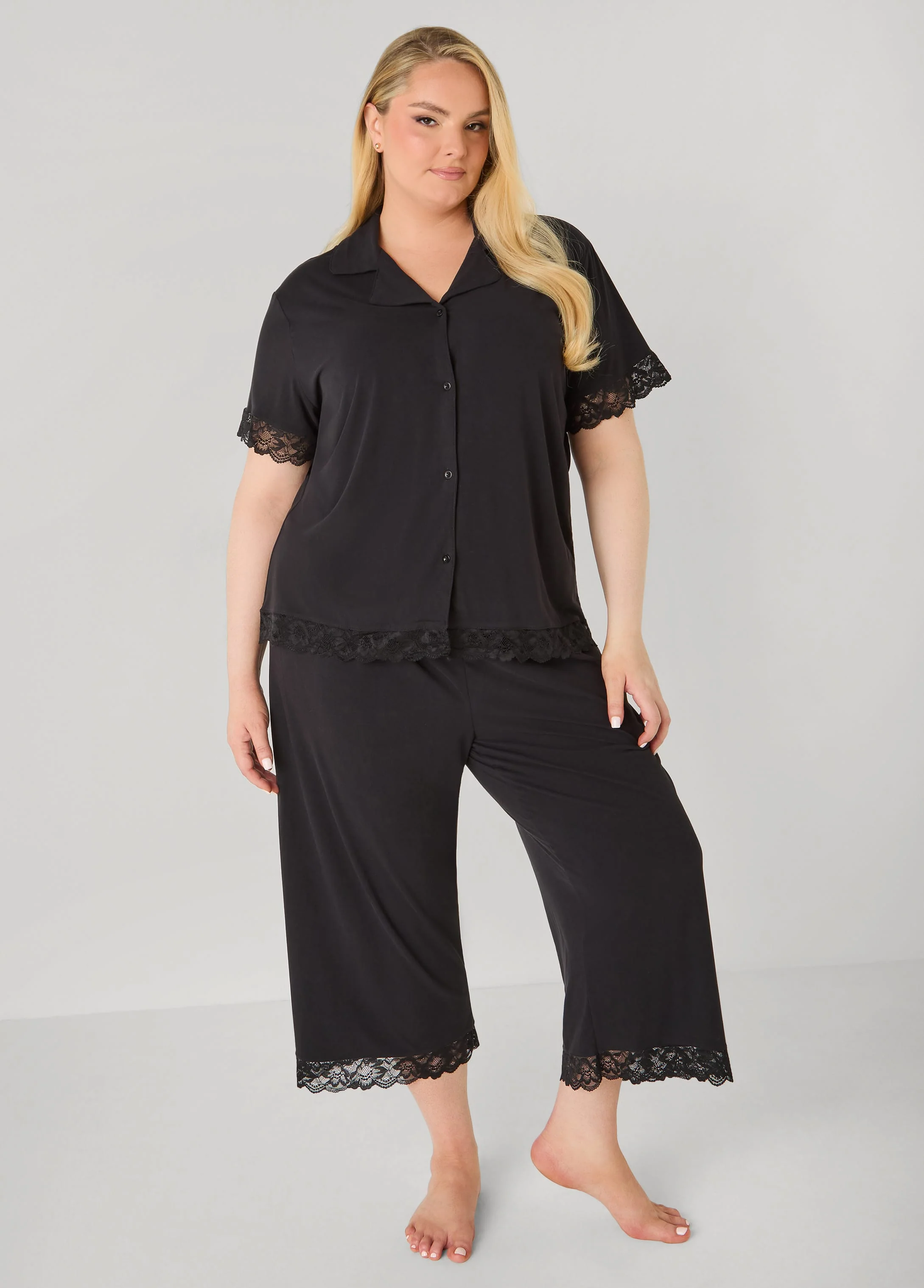 Lace Trimmed Jersey Pajama Set - Image 5