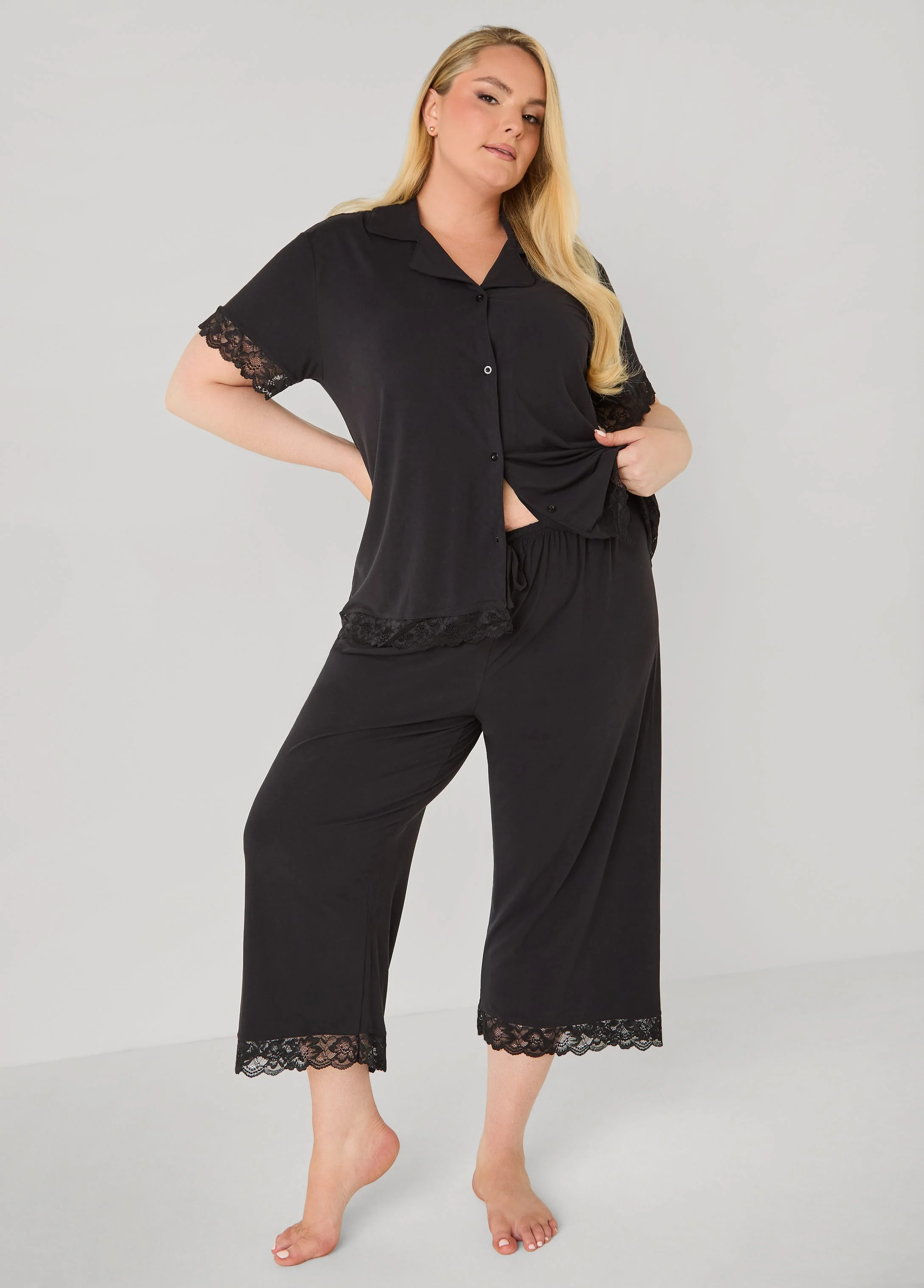Lace Trimmed Jersey Pajama Set - Image 7
